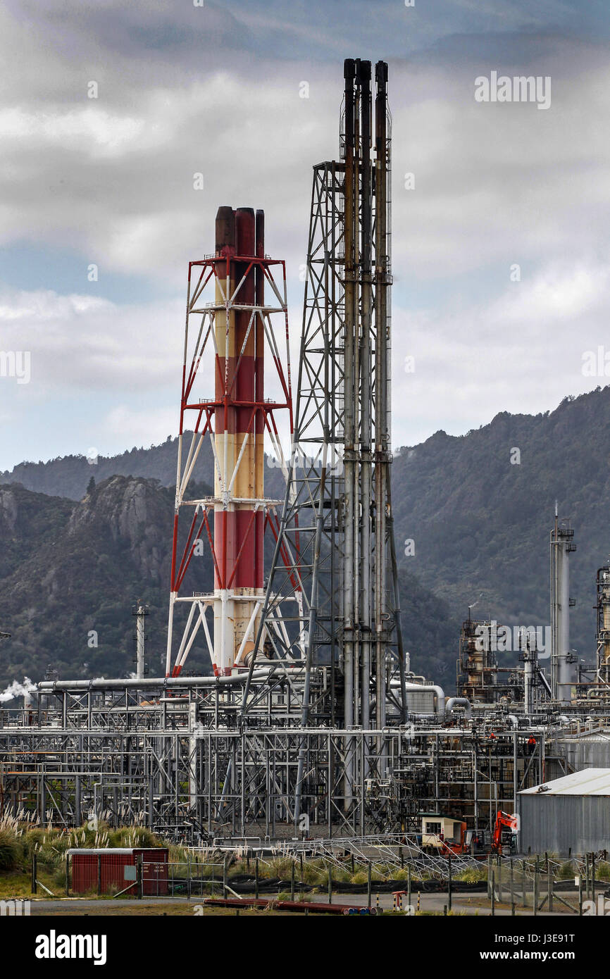 Raffinerie de pétrole de Marsden Point, Northland, Nouvelle-Zélande Banque D'Images