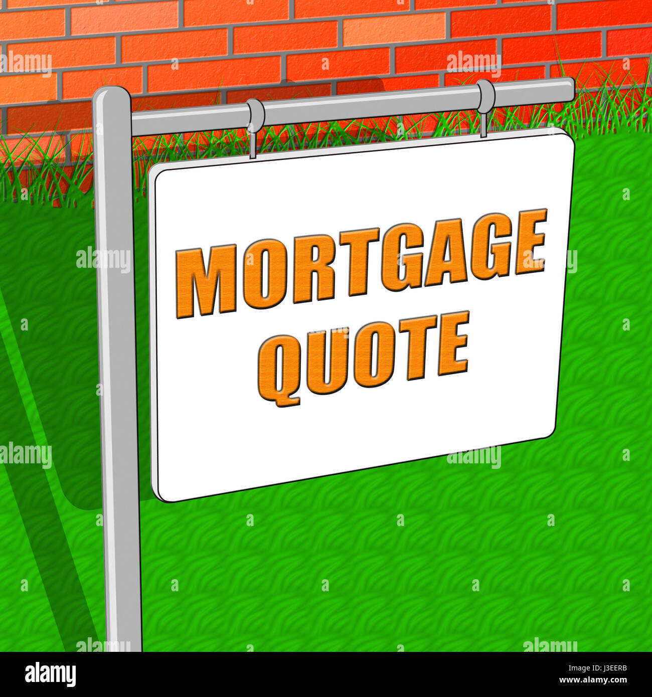 Devis prêt hypothécaire représente l'Immobilier 3d illustration Banque D'Images