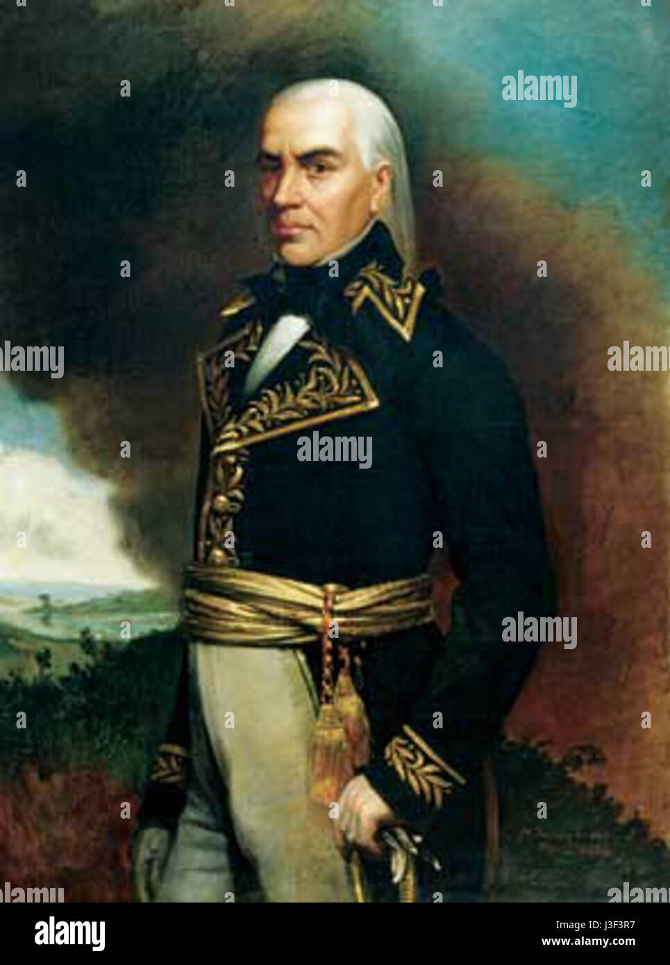 Cette peinture de l'artiste vénézuélien Tovar y Tovar représente Francisco de Miranda, figure clé des mouvements indépendantistes latino-américains. Il était un leader révolutionnaire vénézuélien qui a combattu pour l'indépendance de plusieurs pays sud-américains. Banque D'Images