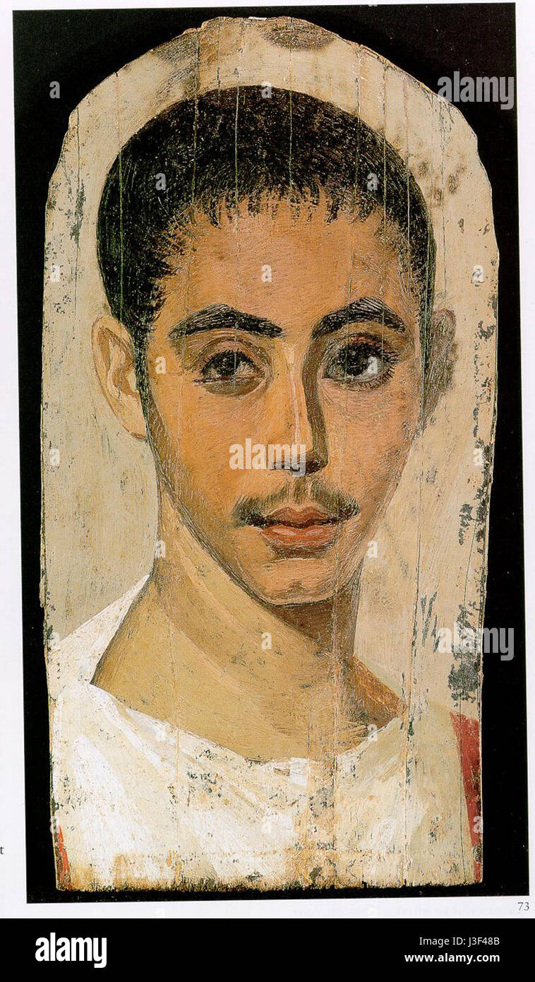 Fayum 48 fait référence à une peinture spécifique des portraits de momies de Fayum, connus pour leurs représentations détaillées de l'Égypte de l'époque romaine et leur signification historique. Banque D'Images