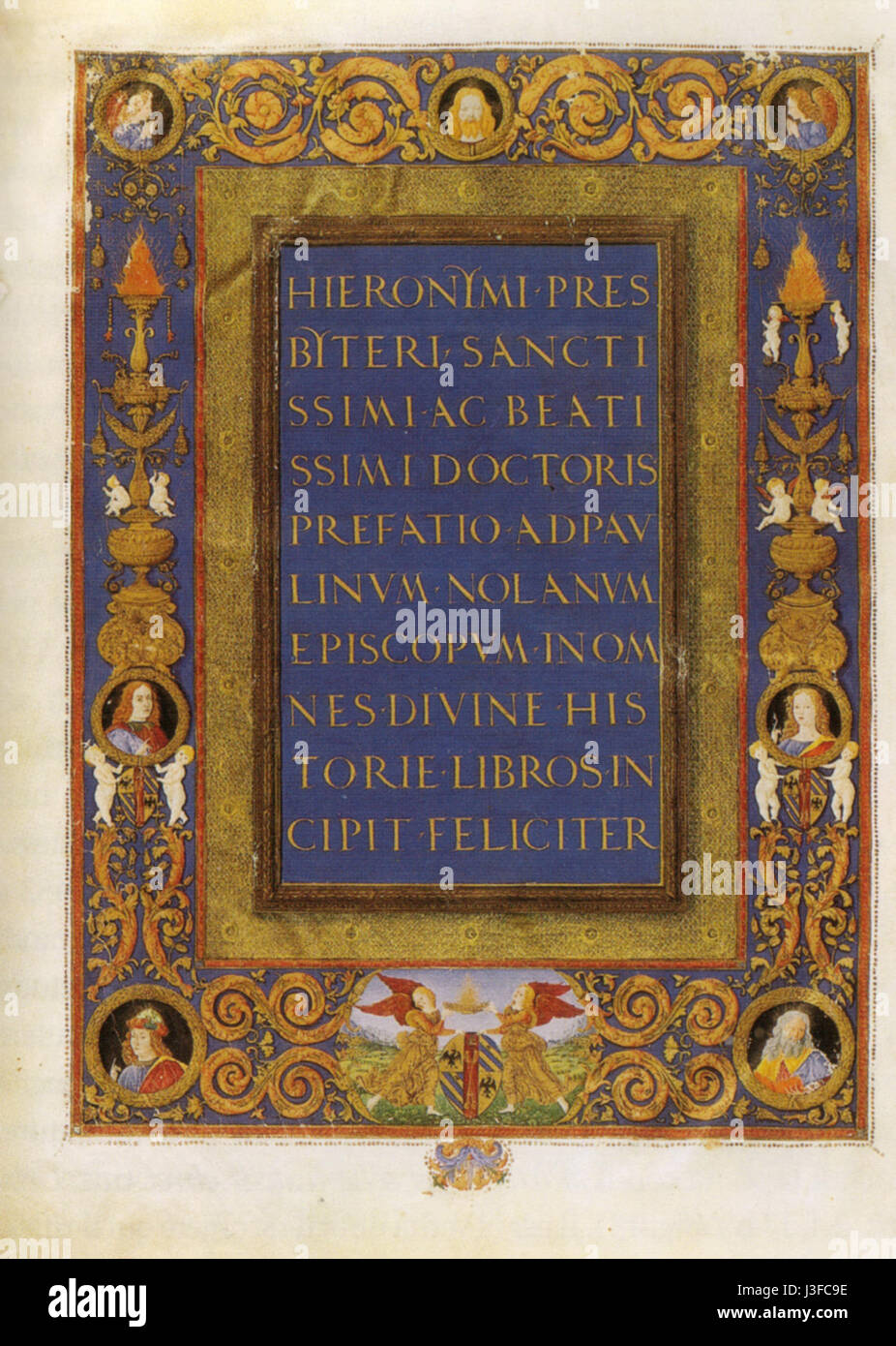 Francesco rosselli e bottega, bibbia mme urb lat 1 f 1v incipit, biblioteca vaticana ap Banque D'Images