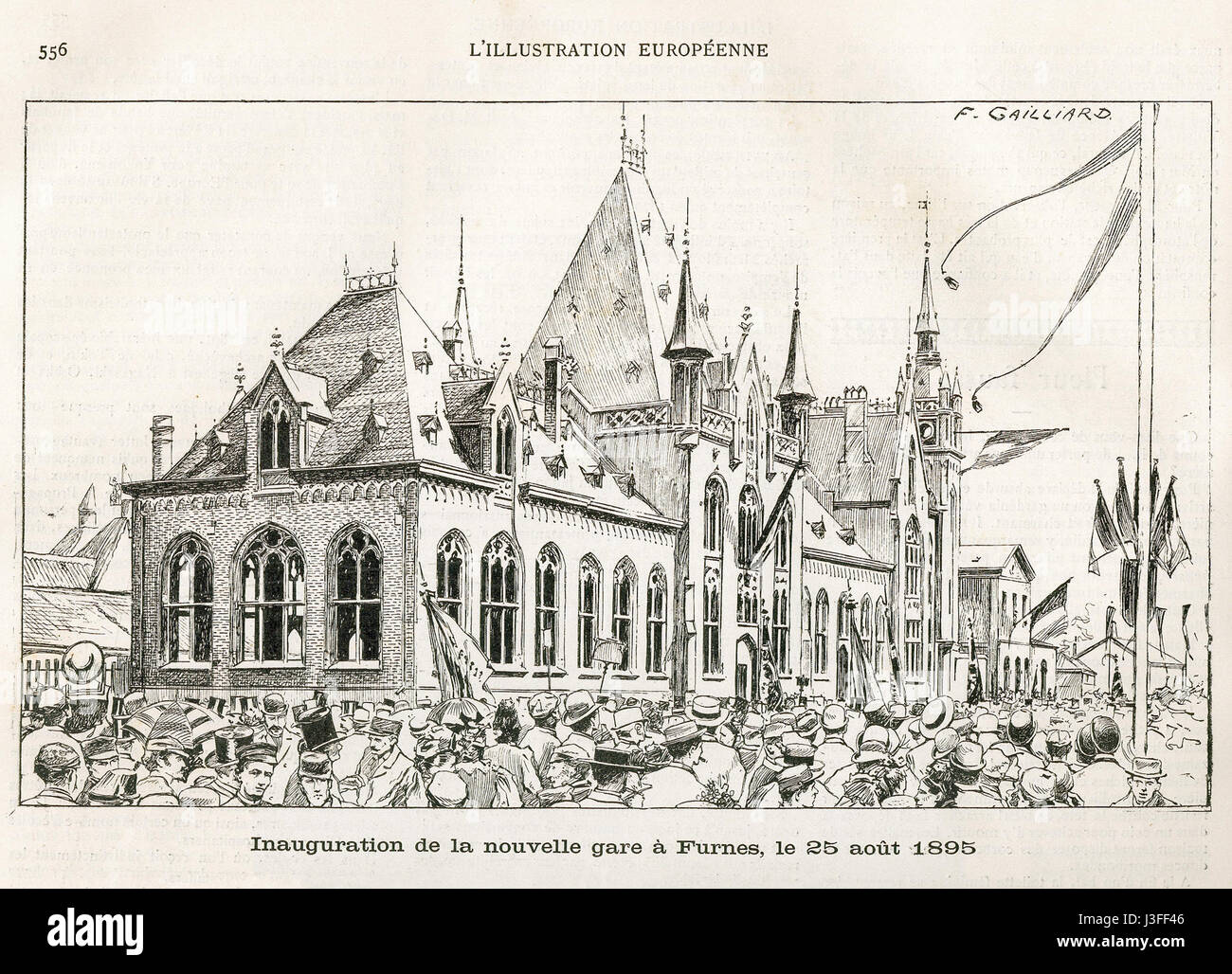 La gare Franz Gailliard de Veurne est une gare ferroviaire importante en Belgique. Connue pour son importance historique, elle a servi de plaque tournante de transport dans la région au cours des XIXe et XXe siècles. Banque D'Images