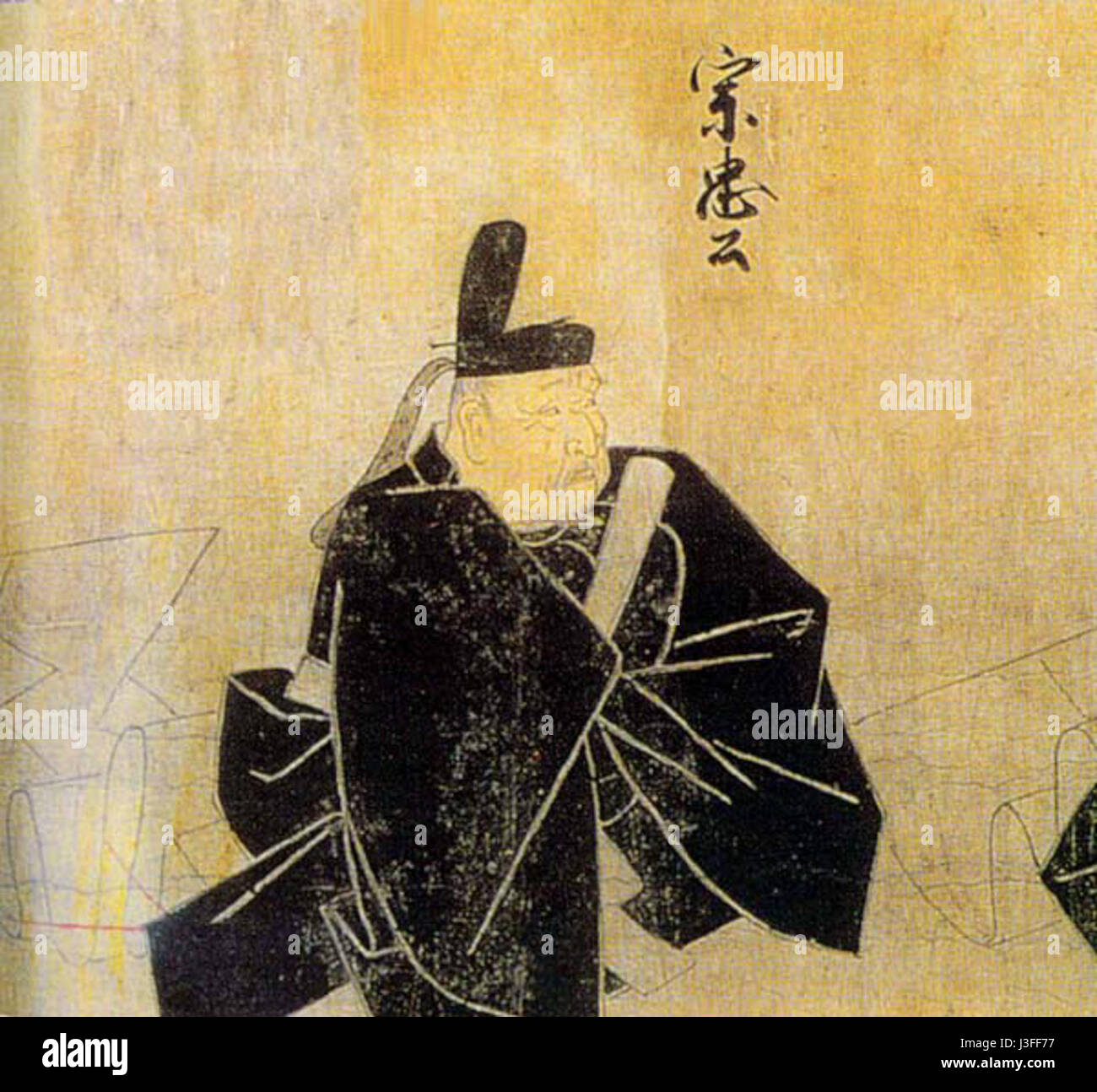 Fujiwara no Munetada était un noble et un homme d'État japonais de premier plan pendant l'époque de Heian. Il a occupé des postes gouvernementaux de haut rang et a contribué au paysage politique du Japon médiéval, influençant de manière significative le pouvoir du Fujiwara clanâ€™s. Banque D'Images