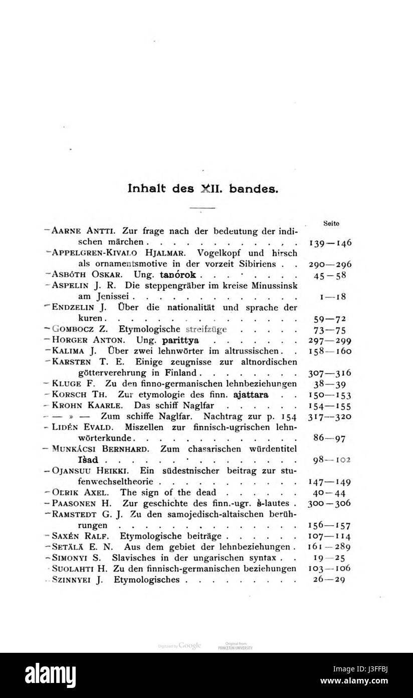 'Finnisch ugrische Forschungen' fait référence à la recherche sur les langues et cultures finno-ougriennes, en particulier un volume de la série qui traite des découvertes linguistiques ou anthropologiques. Banque D'Images