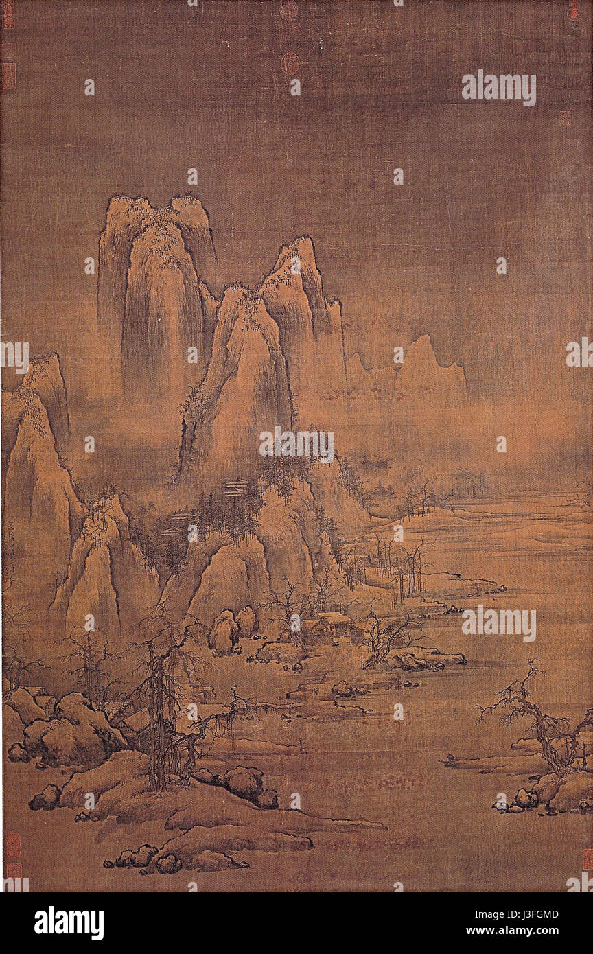 La pêche sur une rivière de neige, par Xu Daoning, 11e siècle Banque D'Images