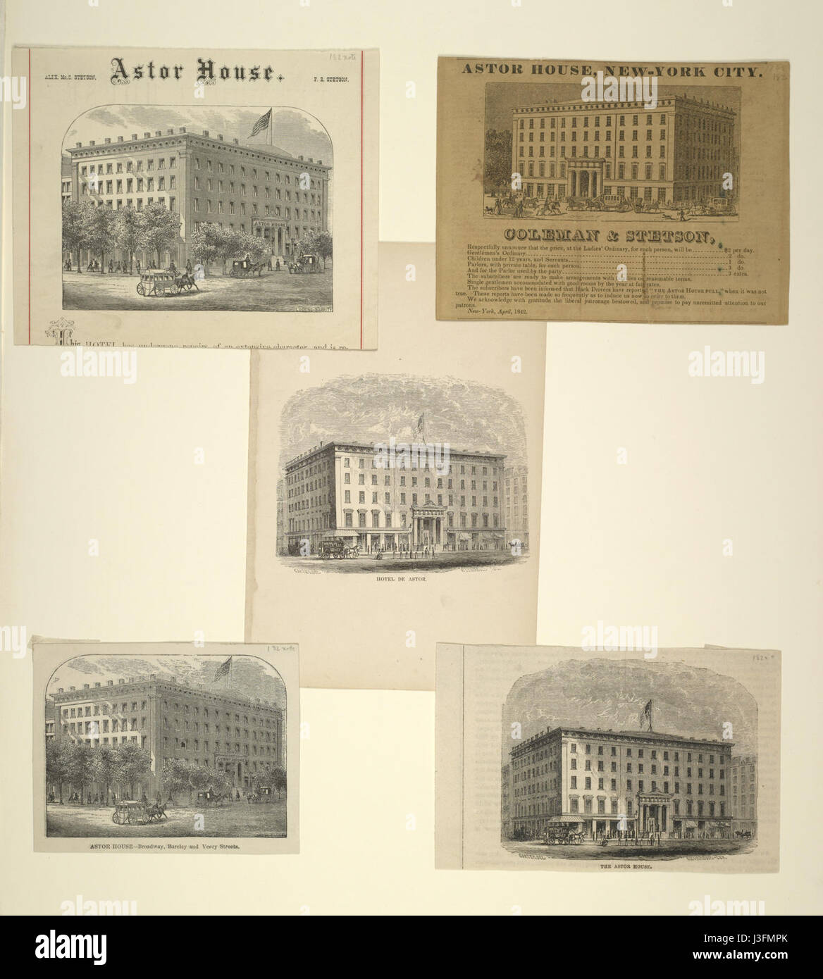 Cinq vues de l'Astor House (NYPL Hadès 1788749 1659160) Banque D'Images