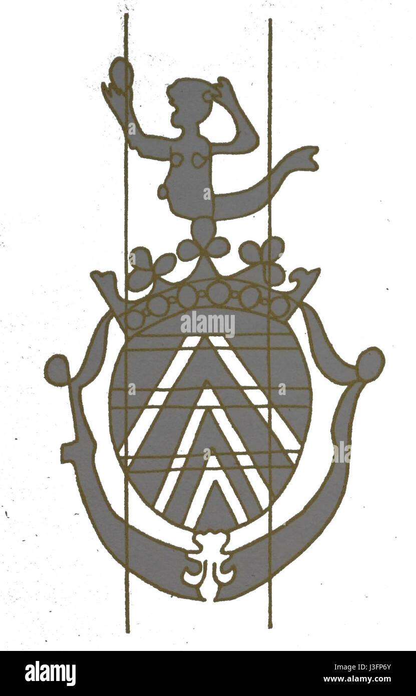 Le 'Filigrane Estissac Blason 0765' fait probablement référence à un objet héraldique ou décoratif. La filigrane, une forme délicate de métallurgie, peut être représentée dans cette pièce, qui tient une importance dans l'étude historique de l'héraldique et de l'artisanat français. Banque D'Images