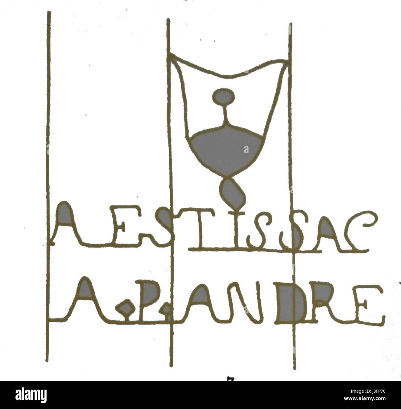 Filigrane Estissac cloche 0765 fait référence à un morceau spécifique de bijoux en filigrane, probablement un design en forme de cloche avec des métaux complexes. Le filigrane est une forme d'art décoratif, impliquant souvent des motifs délicats de fil torsadé. Banque D'Images