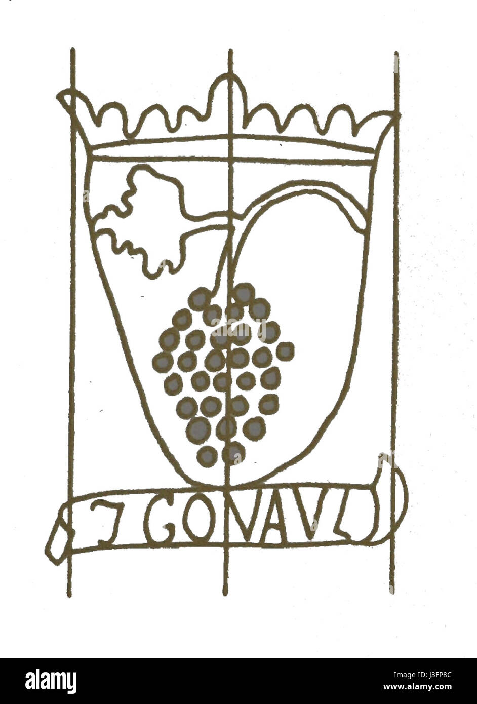 Cette image représente un emblème héraldique en filigrane, en particulier le blason Gouault, mettant en valeur des travaux métalliques complexes et détaillant les symboles héraldiques utilisés pour l'identification de l'écusson familial. Banque D'Images Cette image représente un emblème héraldique en filigrane, en particulier le blason Gouault, mettant en valeur des travaux métalliques complexes et détaillant les symboles héraldiques utilisés pour l'identification de l'écusson familial. Banque D'Images