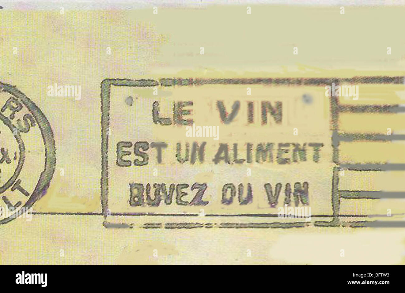 Flamme postale vin fait référence à un article spécifique de l'histoire postale, éventuellement lié au vin ou à un timbre historique particulier présentant un dessin lié au vin, pertinent pour les collectionneurs postaux et les historiens. Banque D'Images
