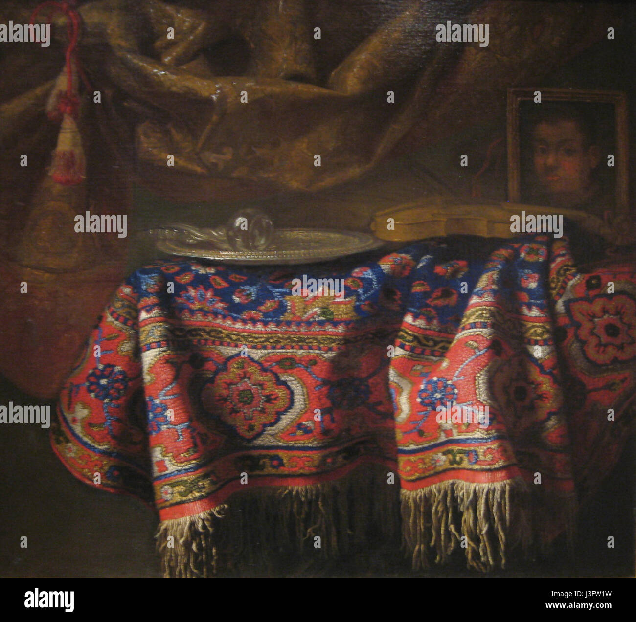 Francesco Maltese still life with self portrait (Kursk gallery) Banque D'Images