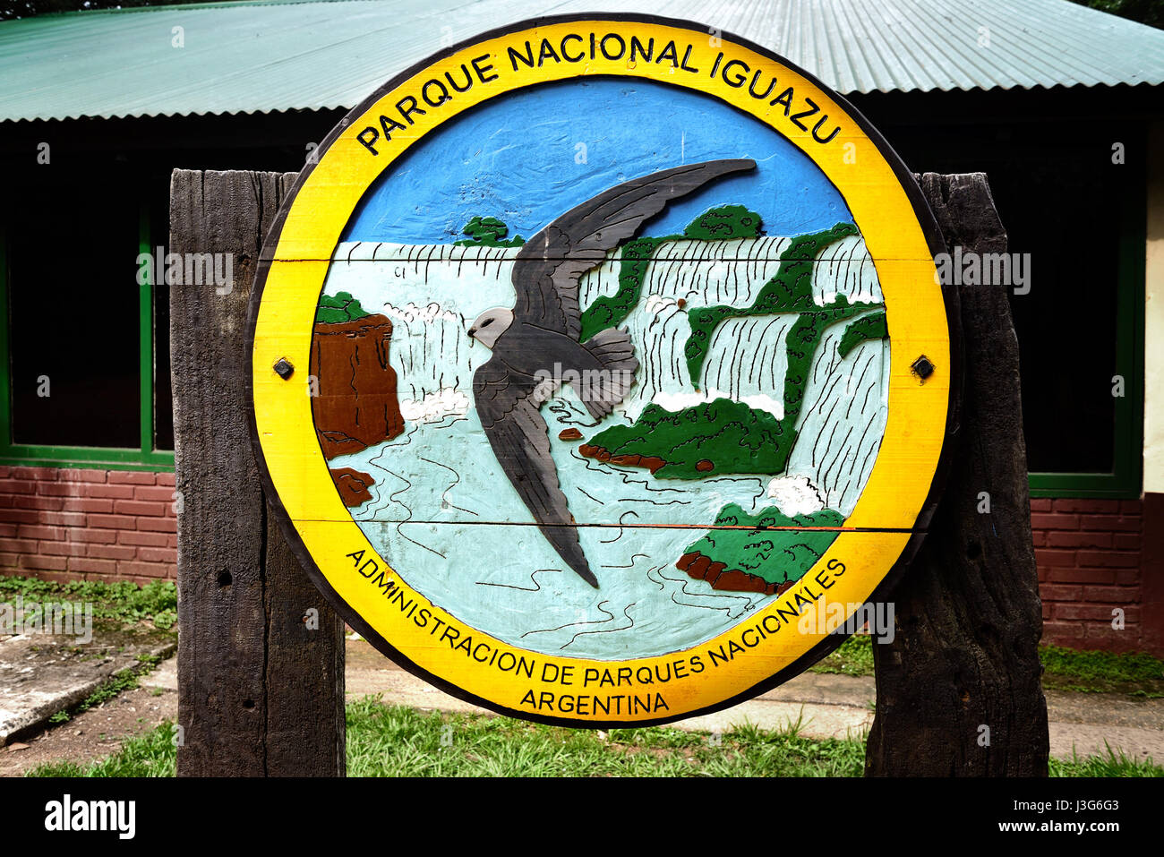 , IGUAZU, ARGENTINE - 28 septembre, 2014 Iguazu Falls National Park Entrance sign (aka Iguassu Falls ou Cataratas del Iguazu), province de Misiones, une Banque D'Images