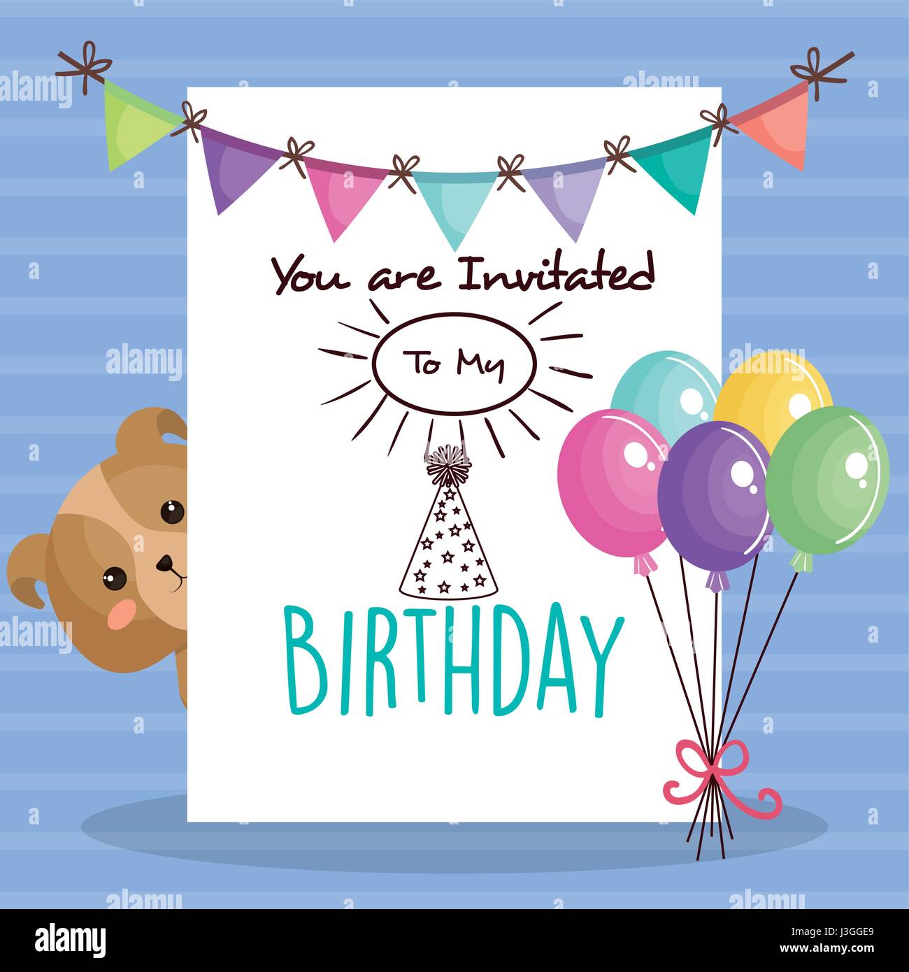 Joyeux anniversaire carte avec des animaux d'offres Illustration de Vecteur