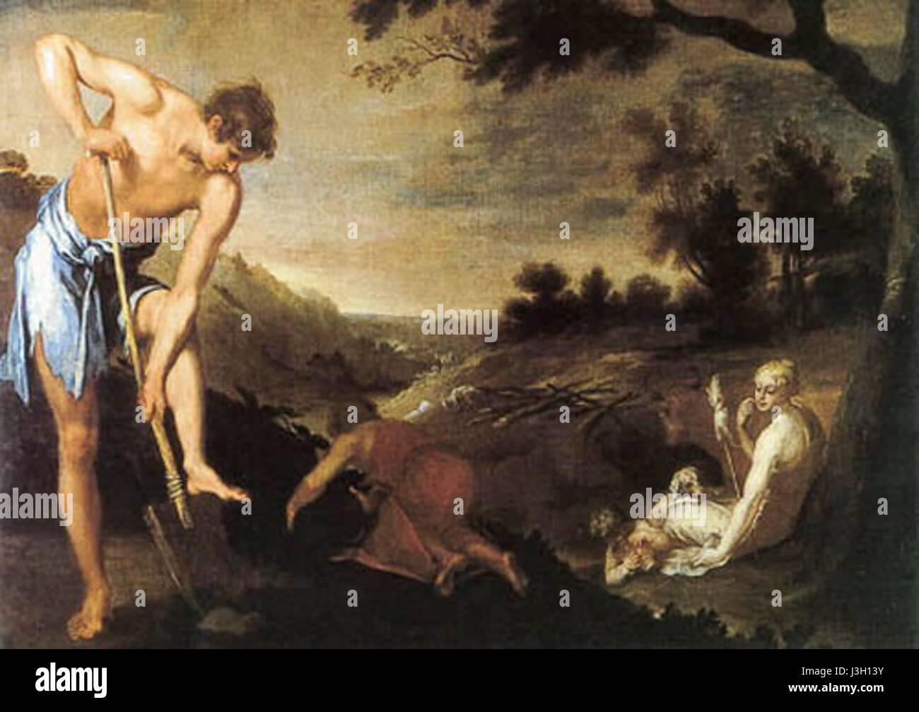 'Première œuvre d'Adam et Eve' est une œuvre d'Alonso Cano, un peintre baroque espagnol. La pièce dépeint l'histoire biblique d'Adam et Eve, capturant leur création d'une manière très détaillée et expressive, caractéristique du style de Cano. Banque D'Images