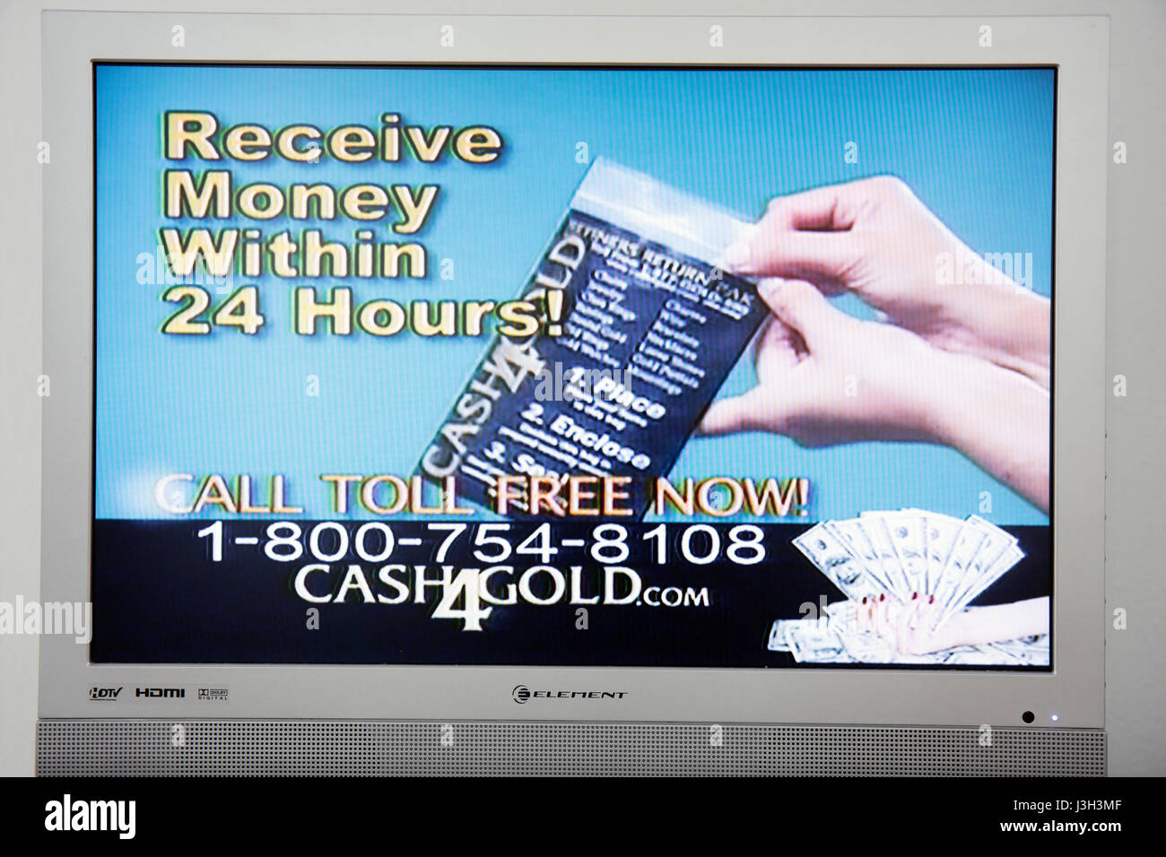 Floride,télévision,TV,câble,chaîne,TVHD,numérique,moniteur,commercial,publicité payante,publicité,publicité,publicité,publicité,appel sans frais,or,vendre,telemarke Banque D'Images