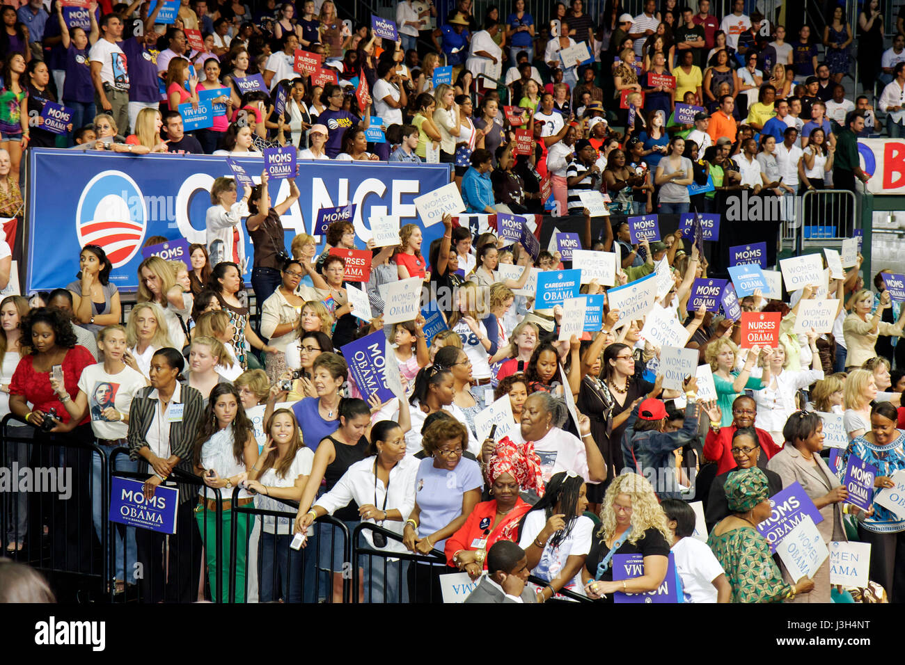 Miami Florida,Coral Gables,Université de Miami,BankUnited Center,centre,candidat démocrate Barak Obama,rallye,élection présidentielle 2008,campagne,SIG Banque D'Images