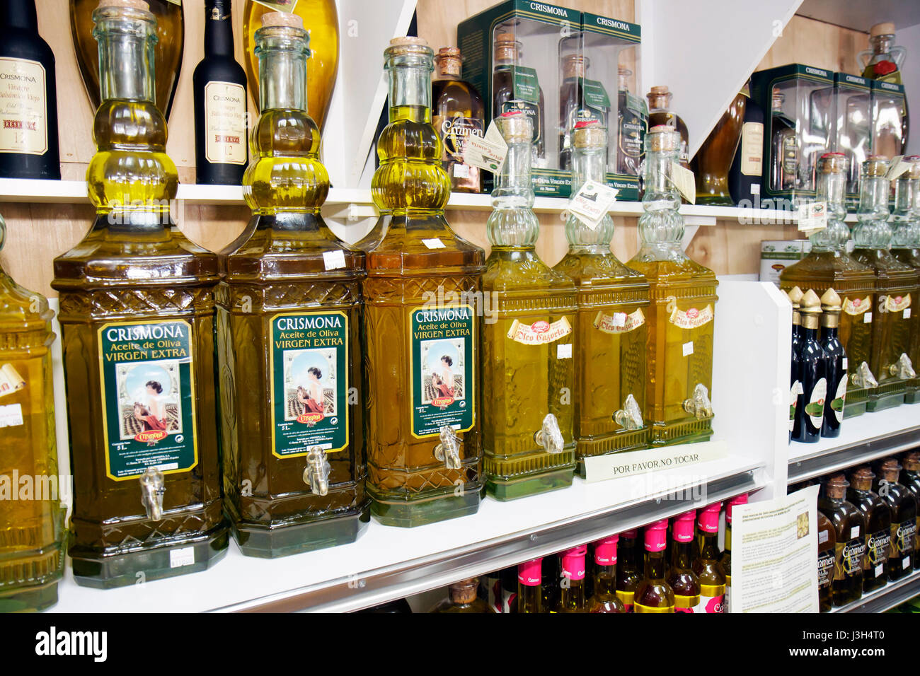 Miami Florida, Delicias de Espana restaurant espagnol gastronomique, importé huile d'olive bouteilles étagères produits afficher la vente, Banque D'Images