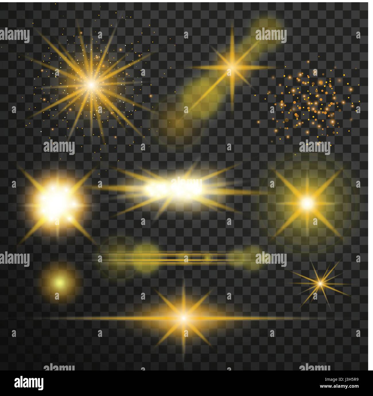 Glow transparent effet de lumière. Star burst avec sparkles.lens flares star lights et éclat Illustration de Vecteur