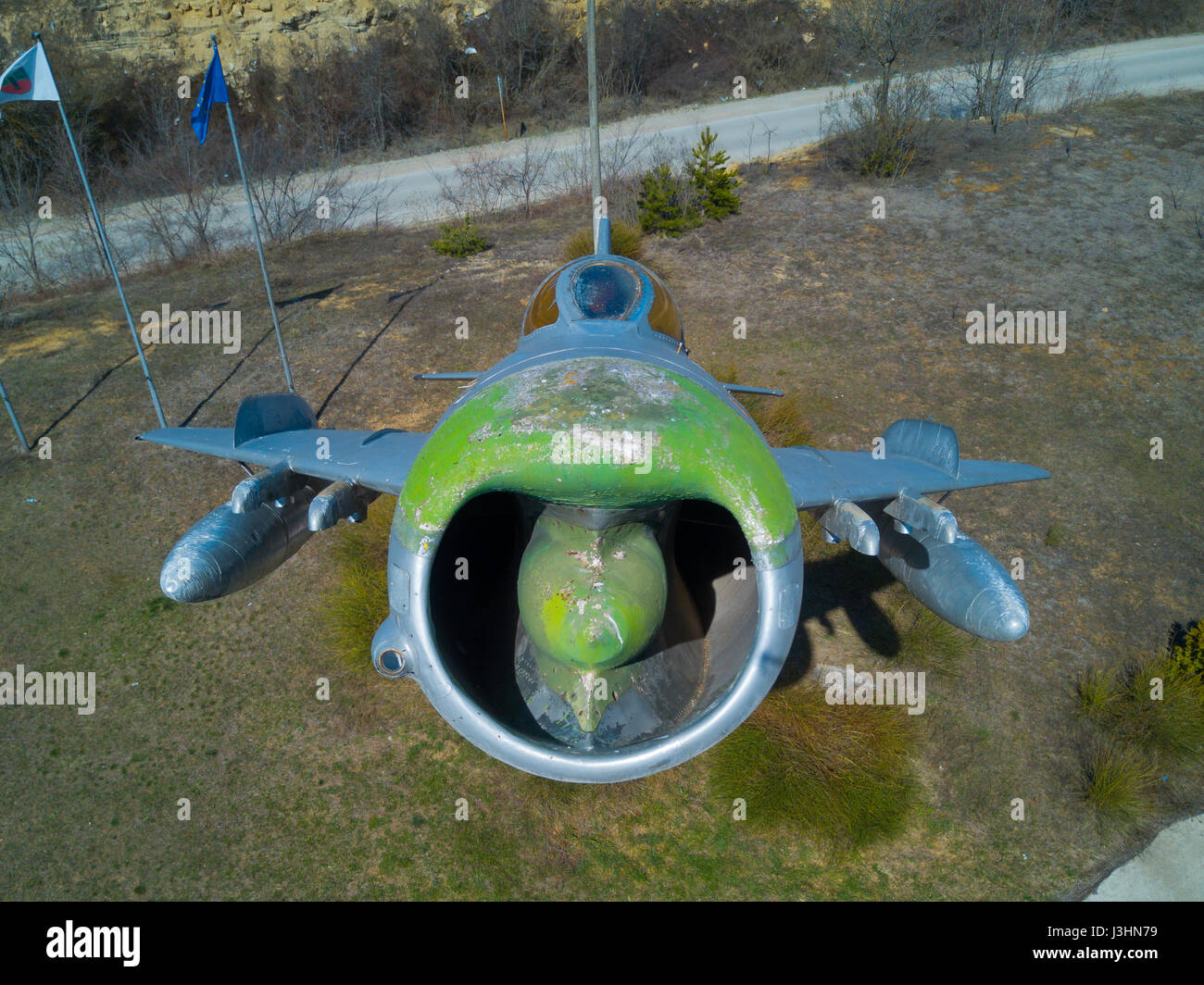 Une sélection d'images du parc de l'aviation et l'aéronautique en ville de Omurtag, Bulgarie. Le parc est un musée en plein air complexe dédié à l'aviation et l'aéronautique en Bulgarie. Doté d''atmosphère : où : Omurtag, Bulgarie Quand : 04 Avr 2017 Banque D'Images