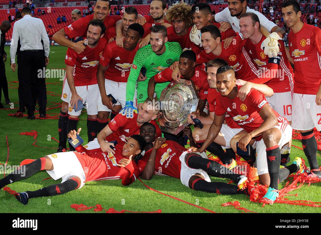 L'ÉQUIPE DE MANCHESTER UNITED CEL LEICESTER CITY V MANCHESTER UN STADE DE WEMBLEY Londres Angleterre 07 Août 2016 Banque D'Images