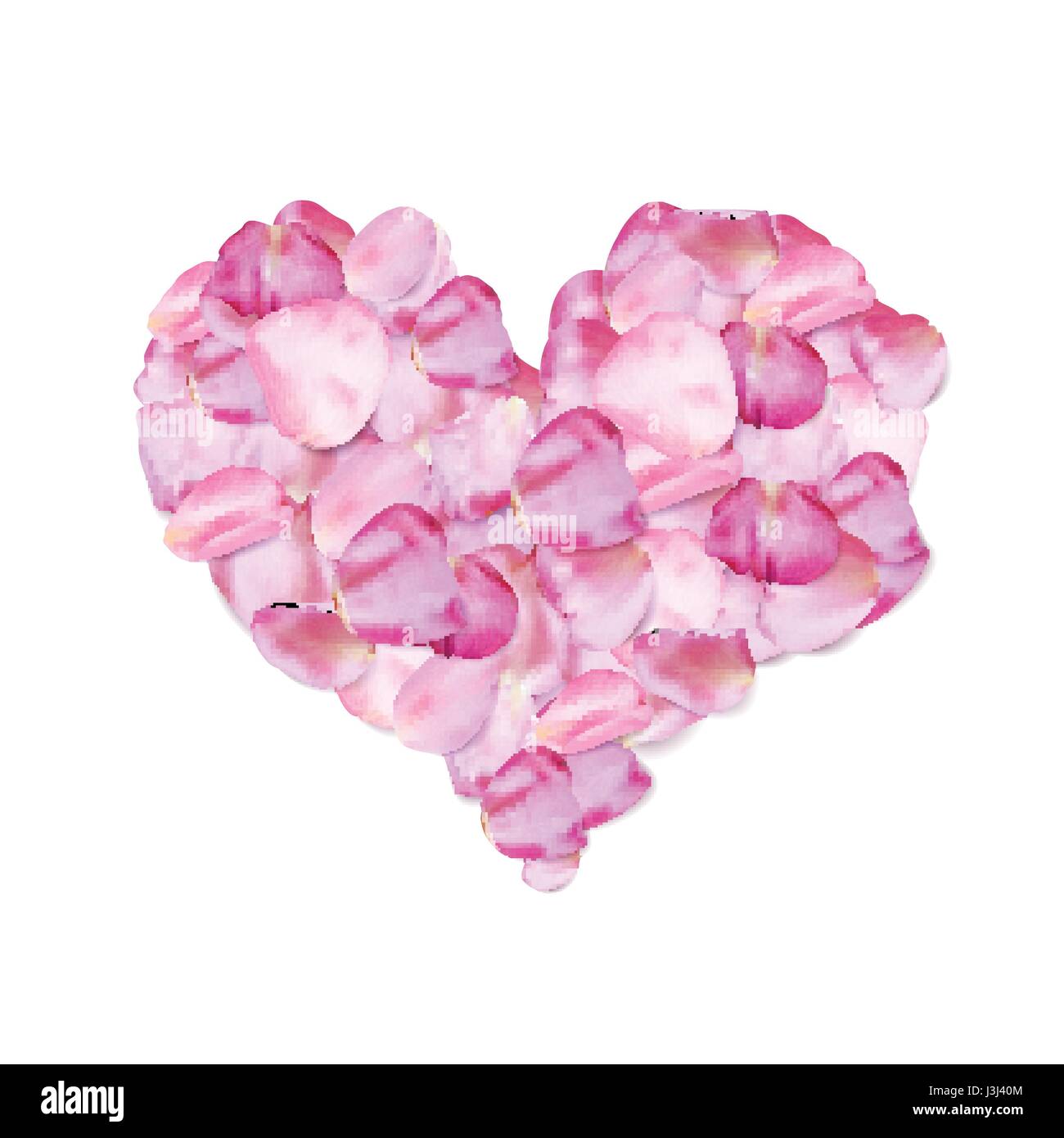 Forme de coeur de pétales de rose Illustration de Vecteur