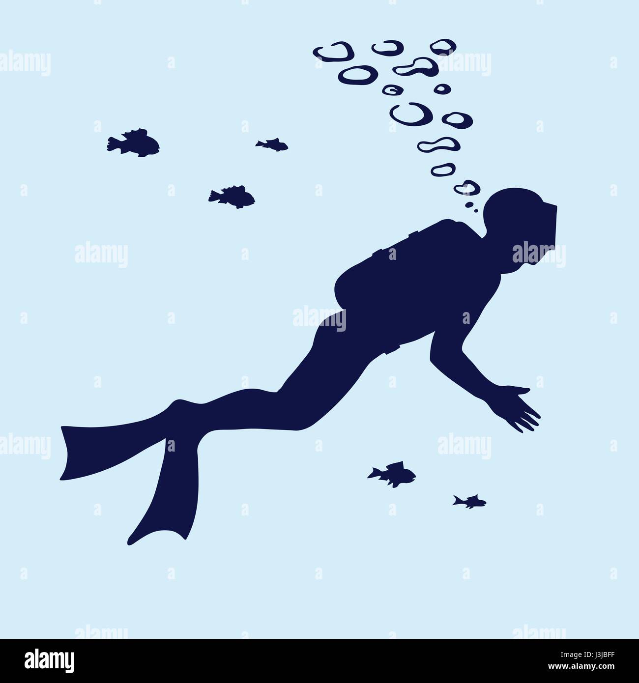 Silhouette de plongeur dans l'eau Illustration de Vecteur