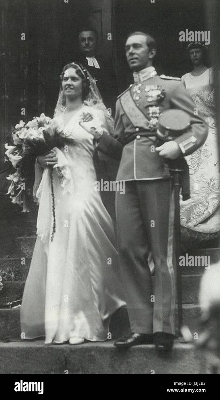 Gustaf Adolf et Sibylla à leur mariage 1932 Banque D'Images