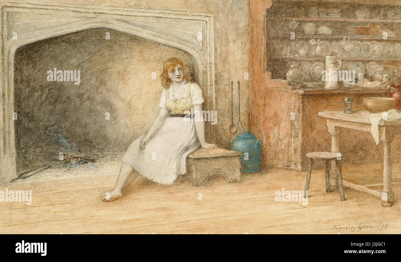 Ce portrait de Henry Townley Green montre une jeune femme assise dans une cuisine. L’œuvre reflète la vie domestique et les scènes intérieures du XIXe siècle, capturant la simplicité des moments quotidiens. Banque D'Images