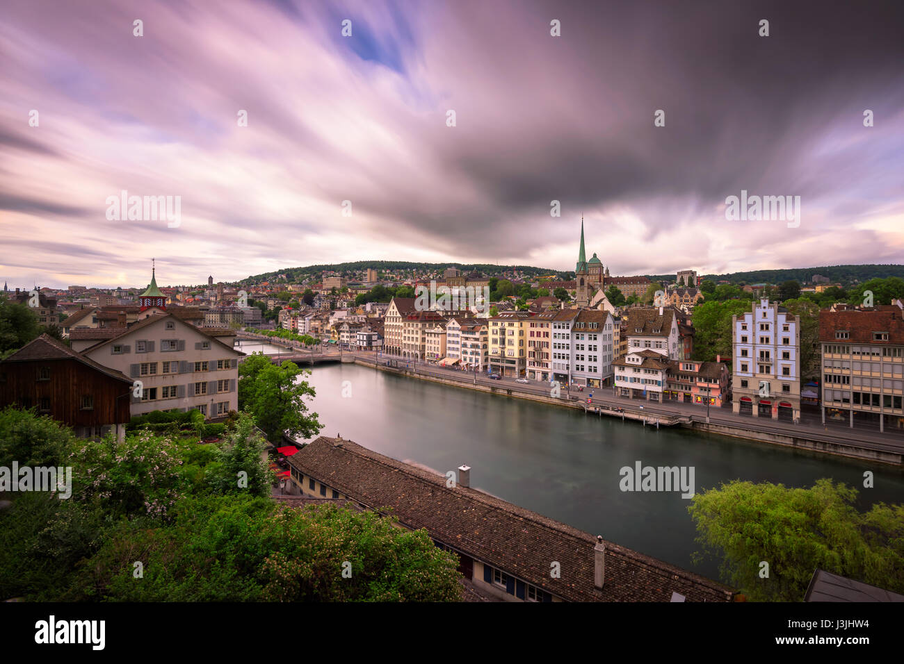 Avis de Zurich et la Limmat de Niederdorf Hill, Zurich, Suisse Banque D'Images