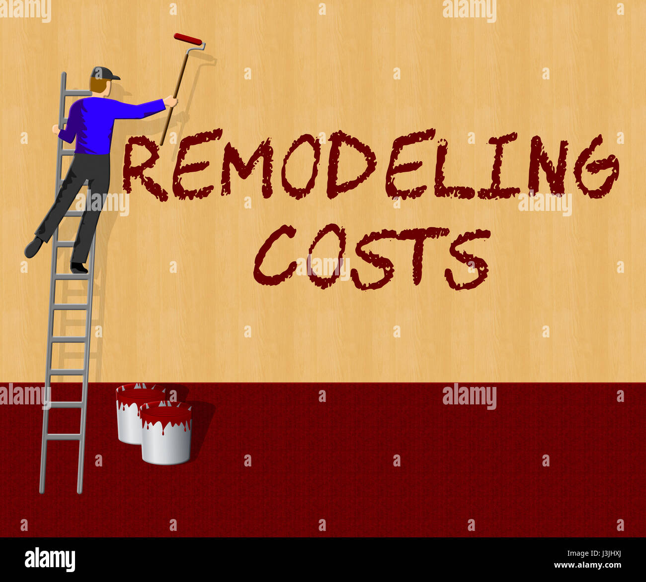 Les coûts de rénovation montrant le maison 3d illustration Banque D'Images