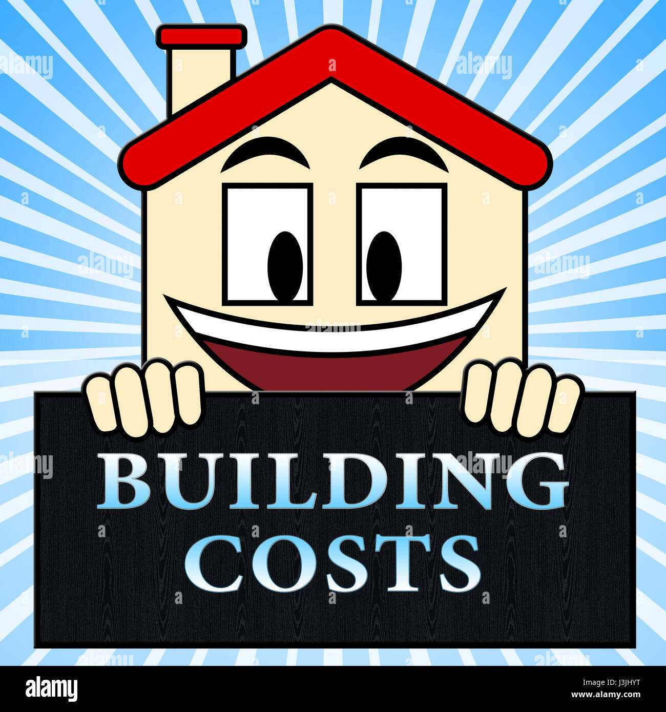 Les coûts de construction montrant la construction d'une maison 3d illustration Banque D'Images