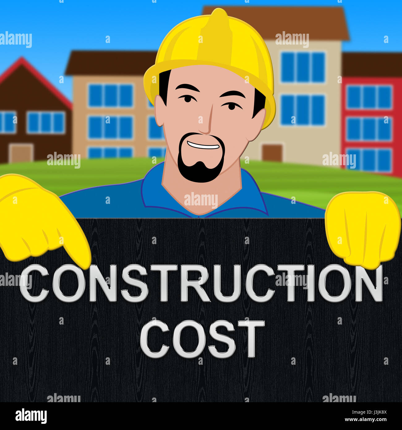 Coût de construction les coûts de construction sens signe 3d illustration Banque D'Images