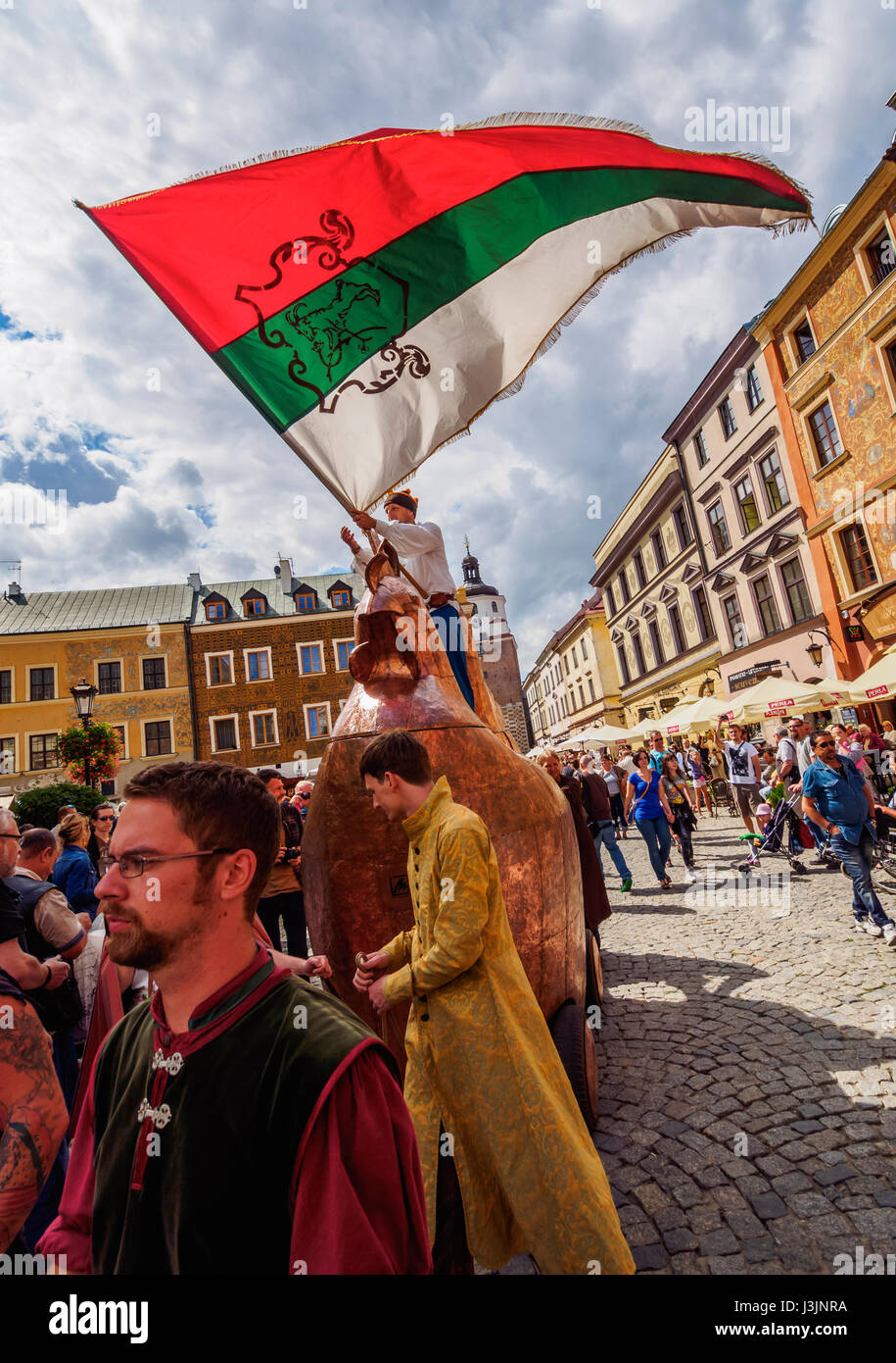 La Pologne, dans la voïvodie de Lublin, Ville de Lublin, Vieille Ville, du cuivre au cours de la Poule juste jagellonne Banque D'Images