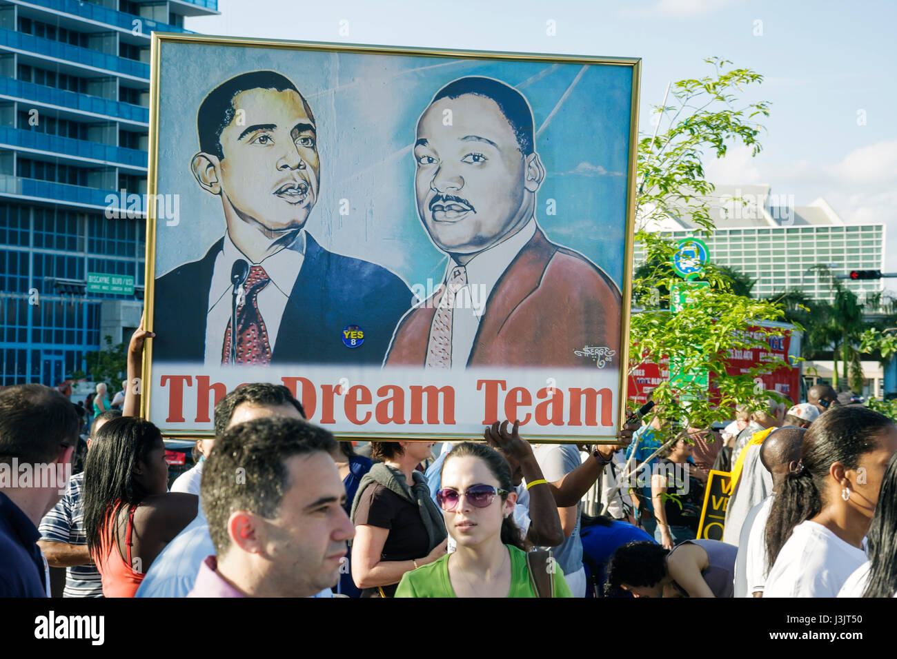 Miami Florida,Biscayne Boulevard,Bicentennial Park,Early vote for change Rally,Barack Obama,candidat présidentiel,campagne,campagne,Martin Luther Banque D'Images