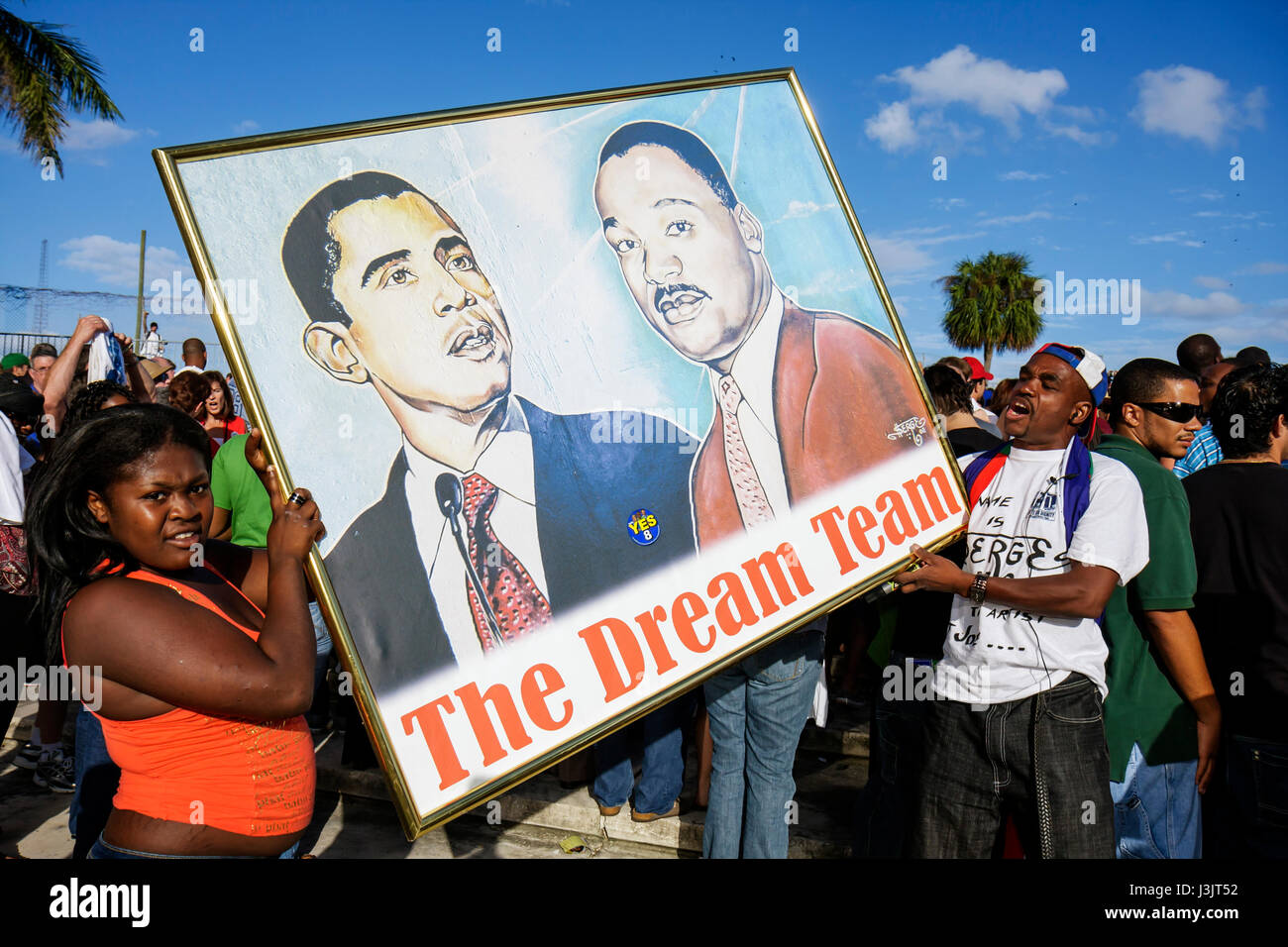 Miami Florida,Biscayne Boulevard,Bicentennial Park,Early vote for change Rally,Barack Obama,candidat présidentiel,campagne,campagne,Martin Luther Banque D'Images