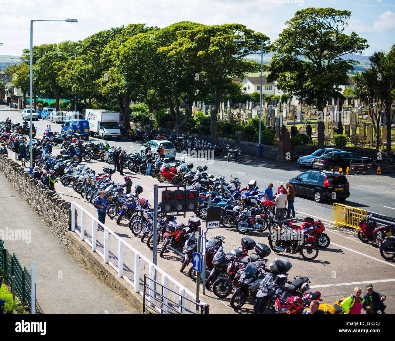 Au cours de la tribune à motos TT Manx Grand Prix Festival, Douglas, île de Man Banque D'Images