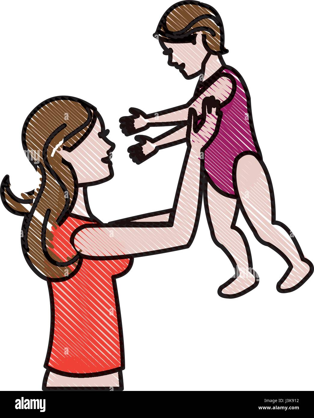 Maman Dessin Holding Baby Droit Image Vectorielle Stock Alamy