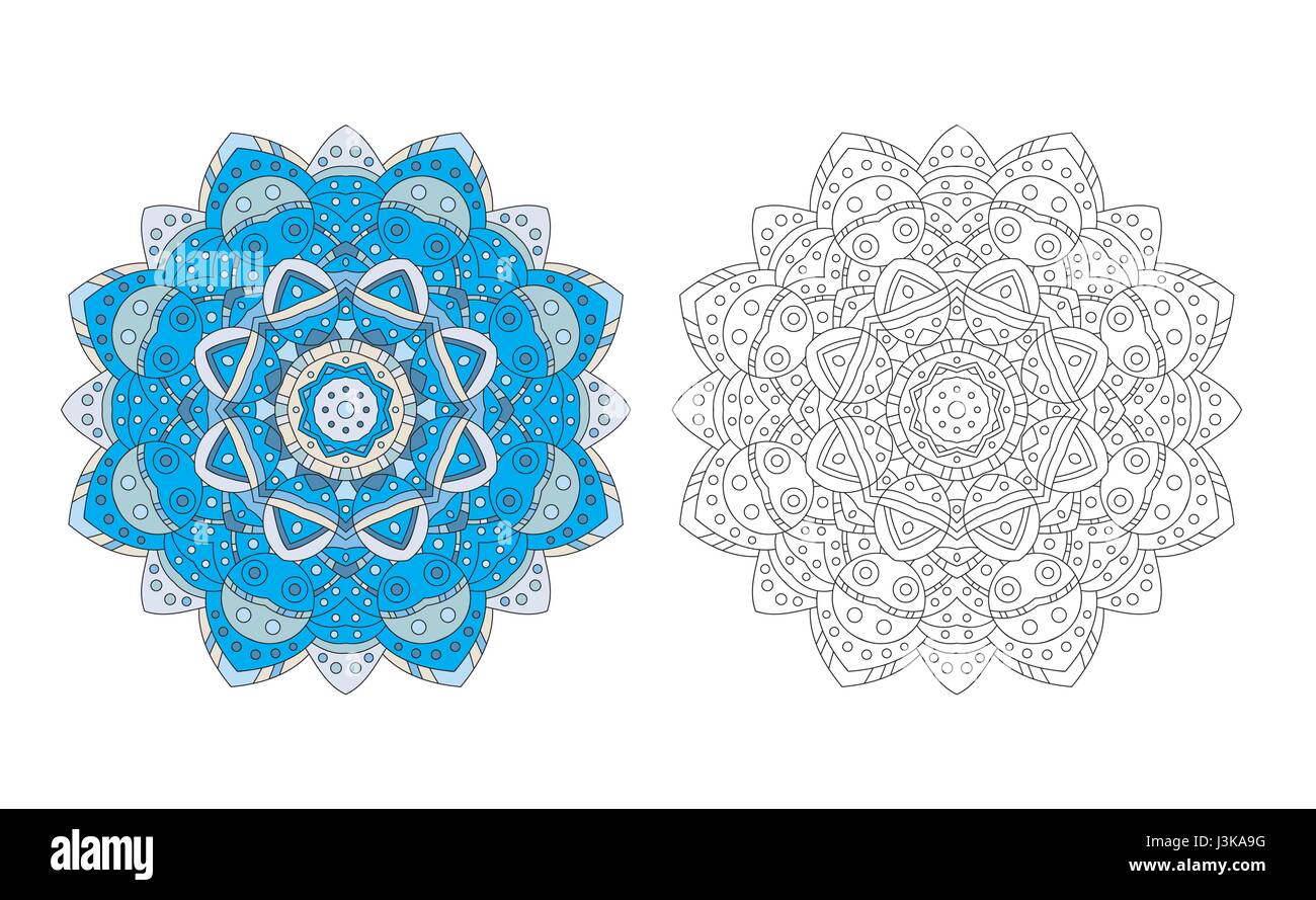 Zentangle Mandala à colorier dessin adultes antistress absract dessin de fleurs. Vector illustration. Détendez-vous la définition du modèle. Illustration de Vecteur