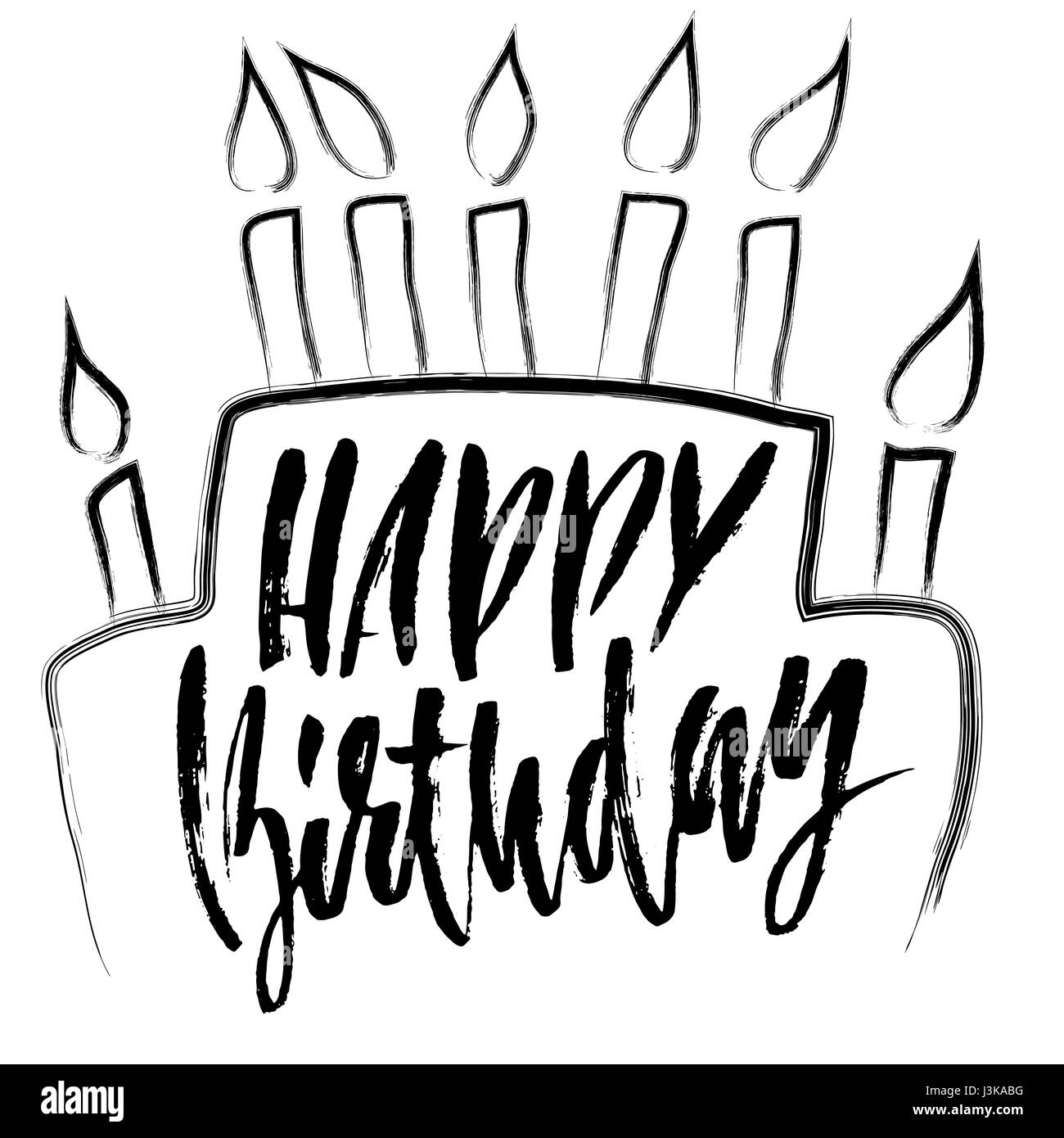 L'inscription Happy Birthday. Une Carte De Voeux Avec Calligraphie.  Illustration de Vecteur - Illustration du illustration, confettis: 220195929