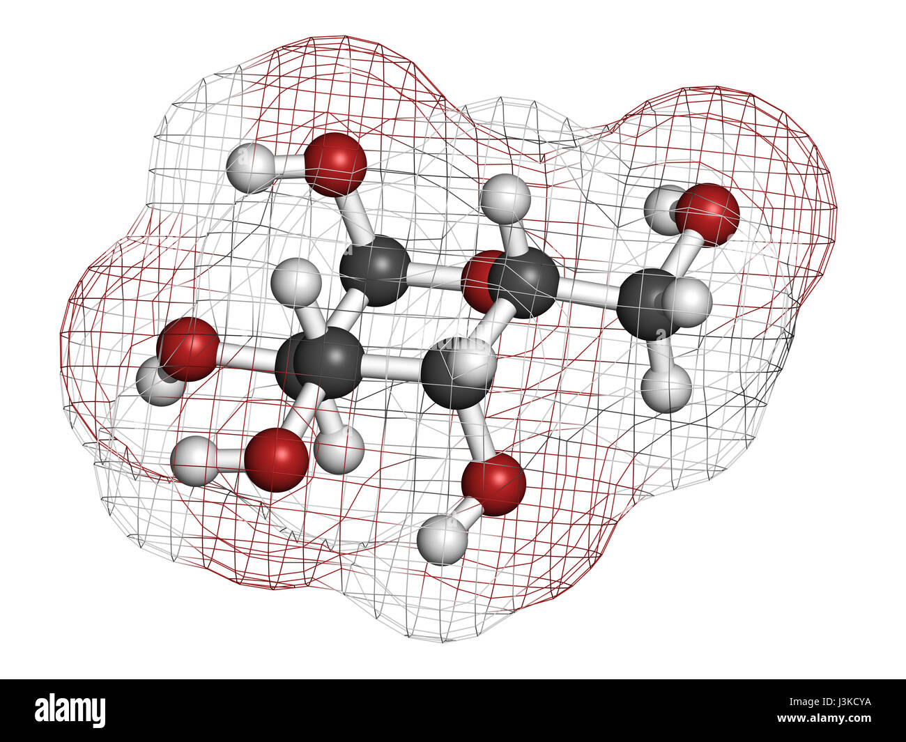 La présence de molécule de sucre. Présent dans le lait et les produits laitiers. Les atomes sont représentés comme des sphères classiques avec codage couleur : blanc (hydrogène), carbo Banque D'Images