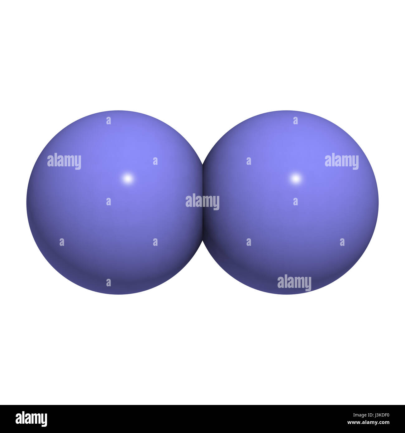 L'azote élémentaire (N2), le modèle moléculaire. L'azote est le principal composant de l'atmosphère de la Terre. Les atomes sont représentés comme centre avec Banque D'Images