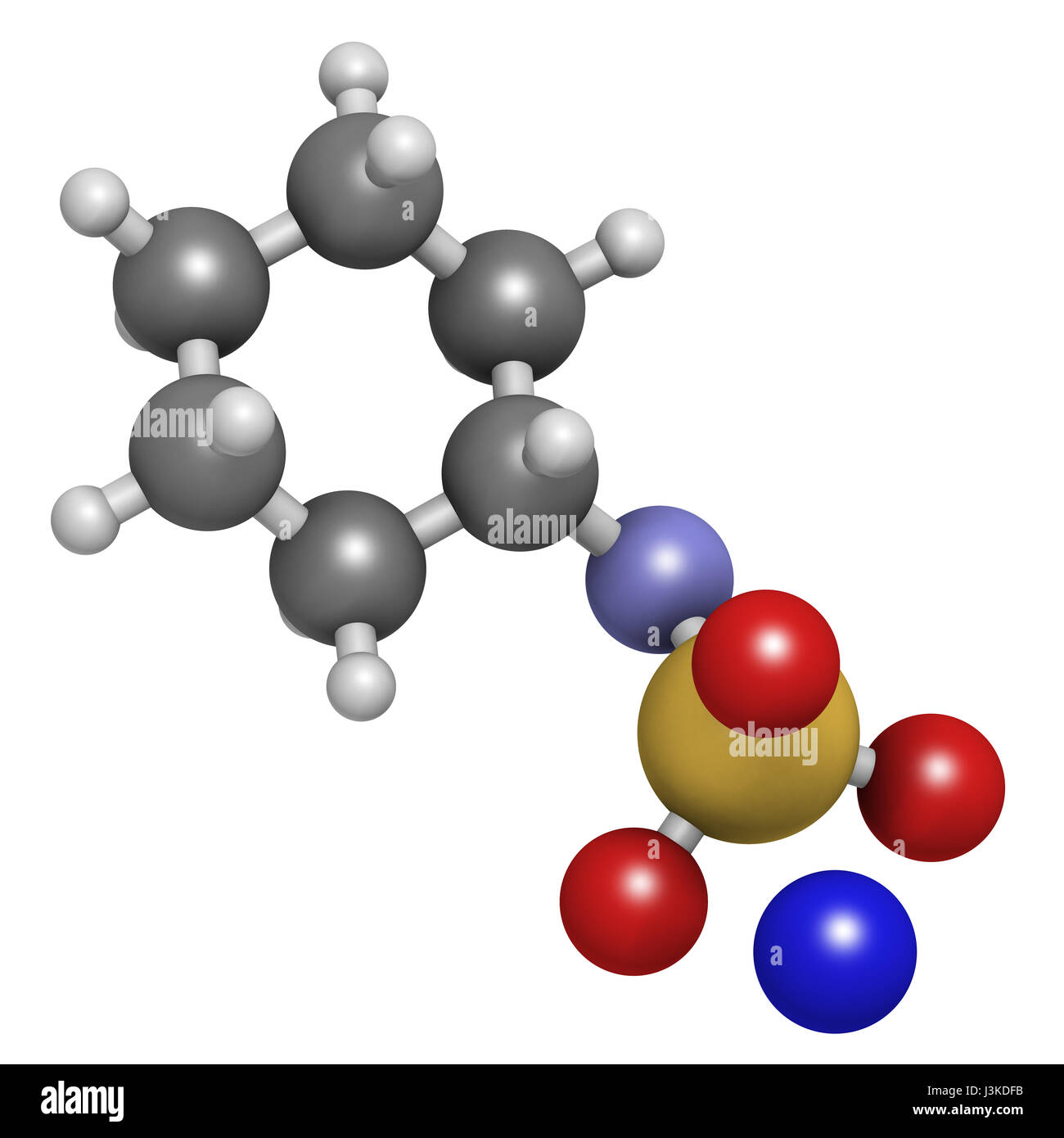 Le cyclamate de sodium édulcorant molécule. Les atomes sont représentés comme des sphères classiques avec codage couleur : blanc (hydrogène), carbone (gris), nitr Banque D'Images