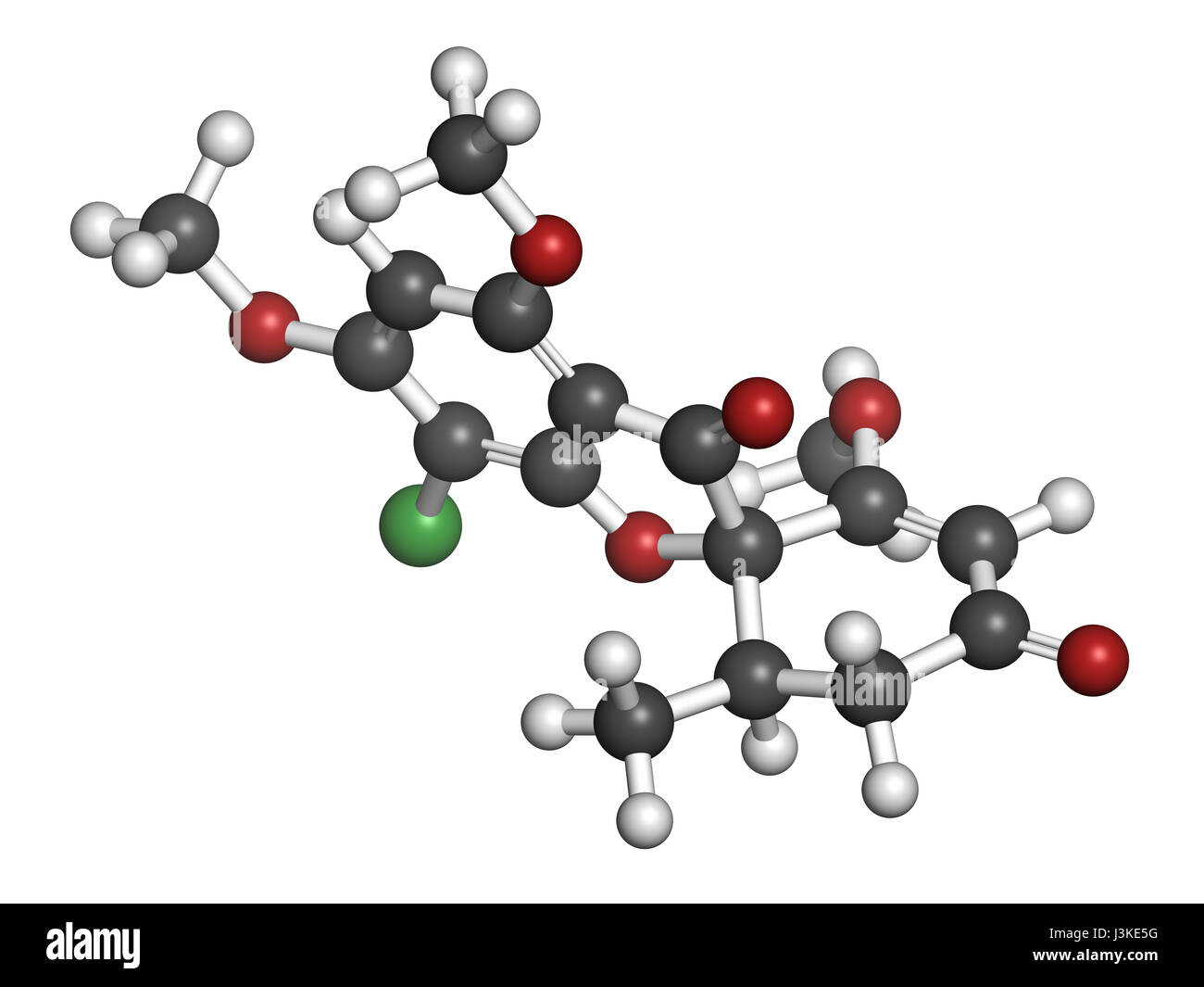 La griséofulvine antimycotic molécule pharmaceutique. Utilisé pour traiter  les infections fongiques de la peau et des ongles. Les atomes sont  représentés comme des sphères classiques avec colo Photo Stock - Alamy