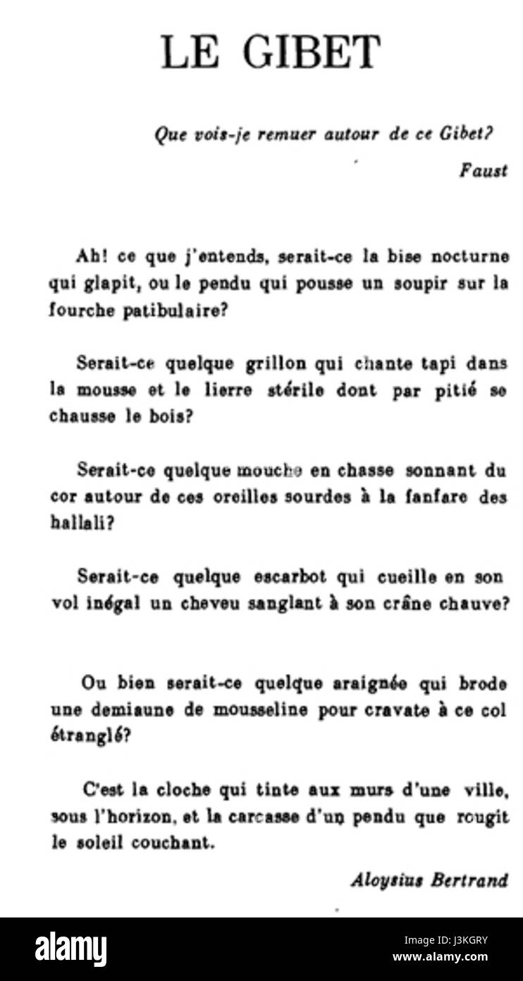 Gibet est un poème musical du compositeur français Maurice Ravel, composé en 1887 dans le cadre de sa suite miroirs. La pièce est une représentation vivante du balancement d'une potence, utilisant des harmonies dissonantes frappantes et des tons sombres et inquiétants pour évoquer la sensation de malheur imminent. C’est l’une des œuvres les plus expérimentales de Ravel, mettant en valeur son approche unique de l’orchestration et de la couleur des tons. Banque D'Images