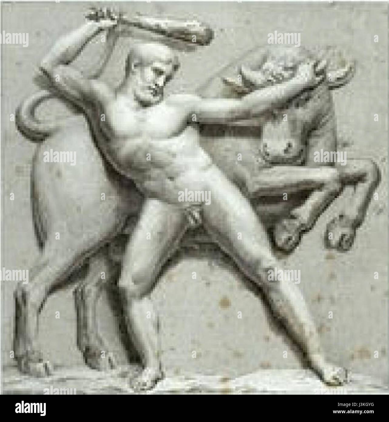 Héraclès et le Taureau de Crète Banque D'Images
