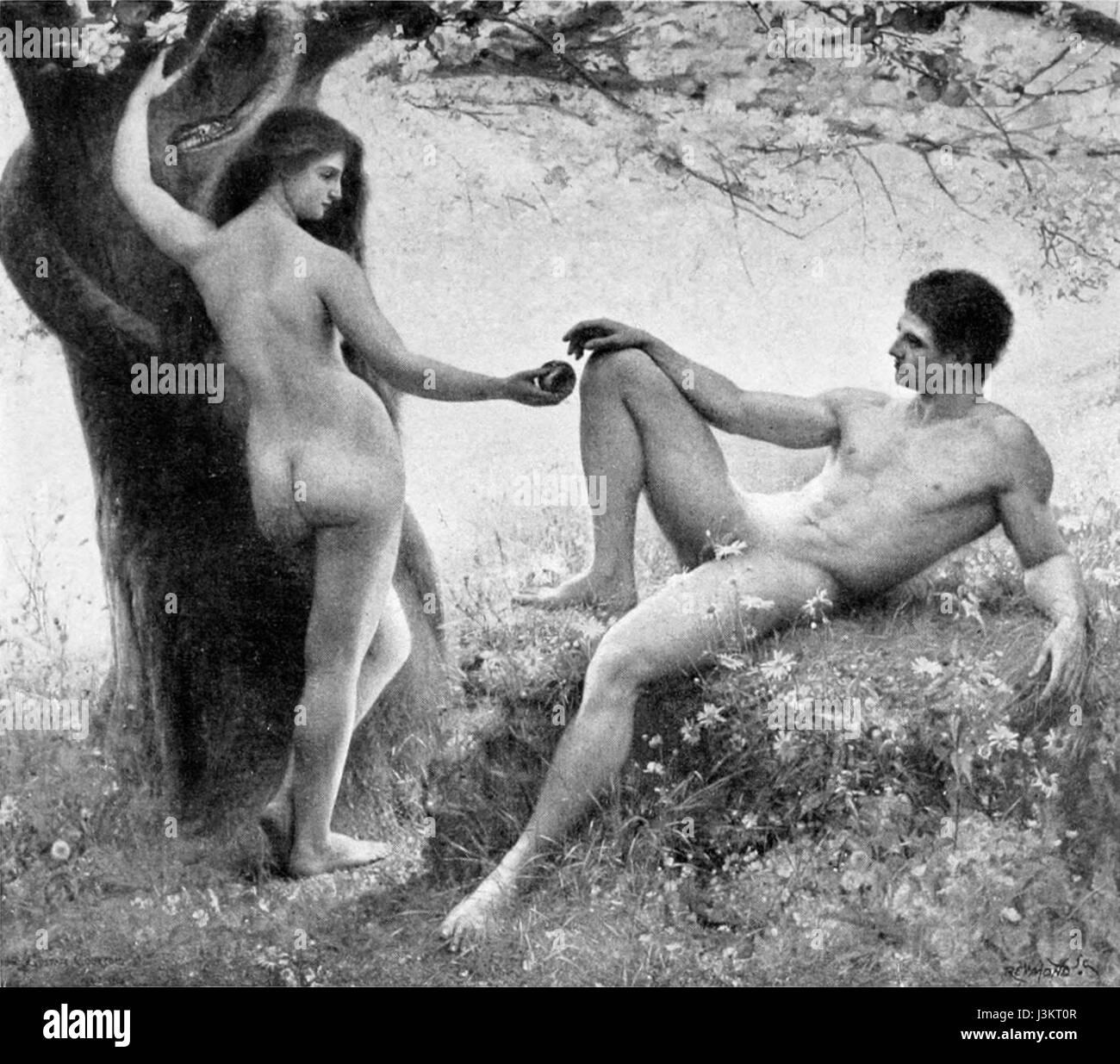 Gustave Courtois Adam et Eve au jardin d'Eden Banque D'Images