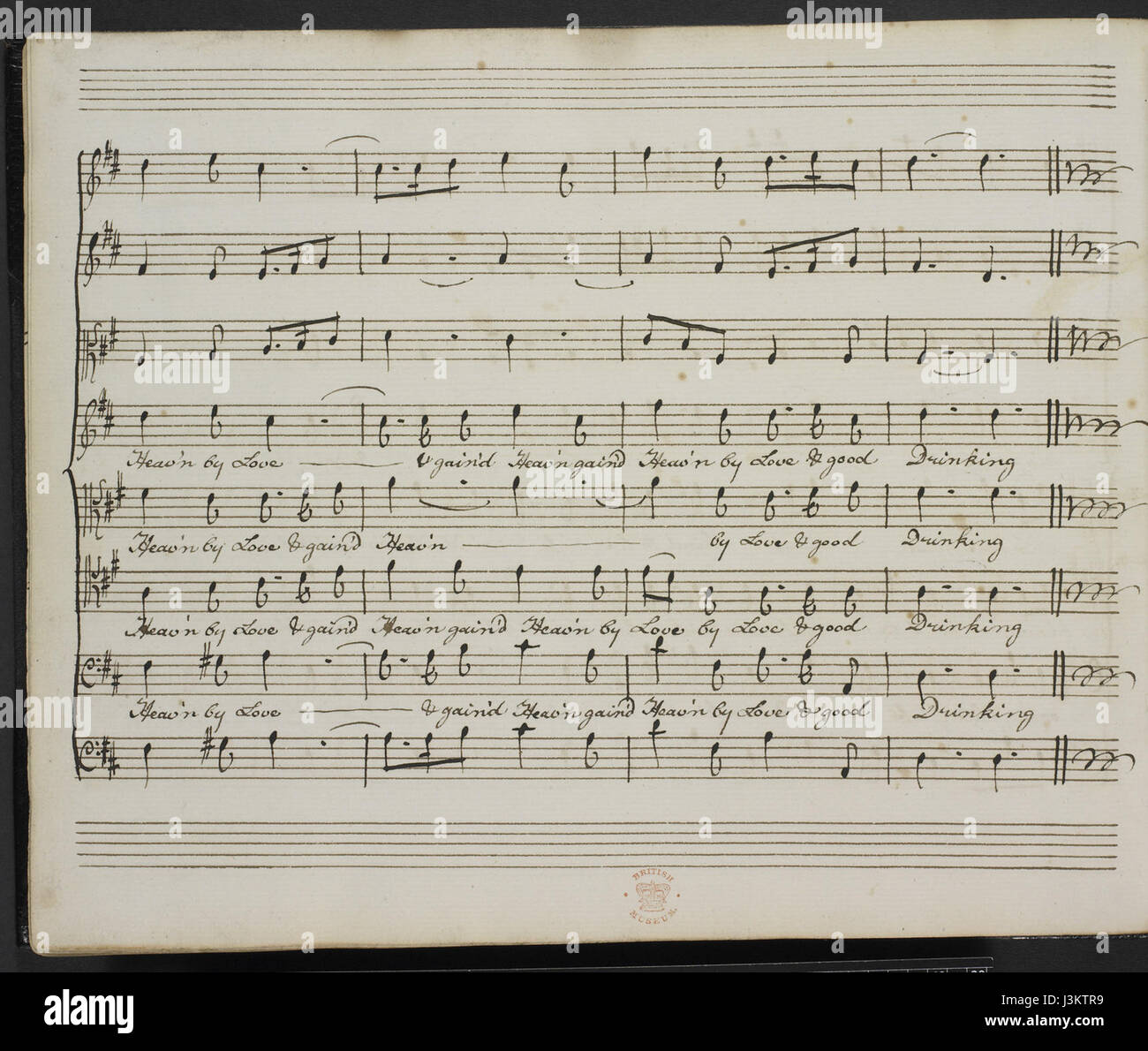 Ce manuscrit représente une scène musicale de l'opéra Dioclesian de Henry Purcell, mettant en valeur ses contributions à la musique baroque anglaise et à l'opéra. Banque D'Images