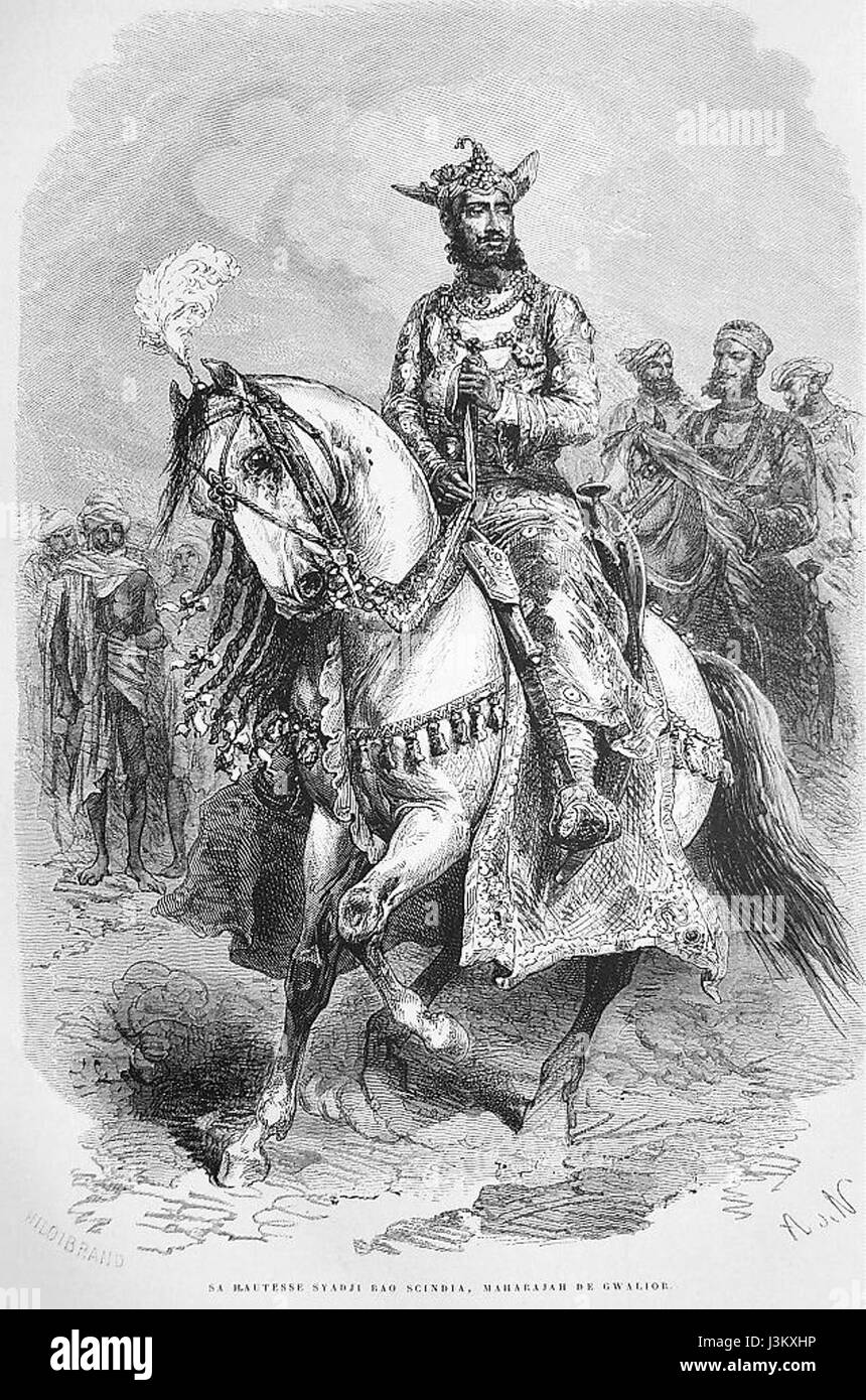 Sayaji Rao Sindia était un dirigeant éminent de l'Empire Maratha en Inde au XVIIIe siècle. Il a joué un rôle crucial dans la dynamique politique et militaire de l'époque, contribuant à l'histoire du leadership et de la gouvernance indiens. Banque D'Images