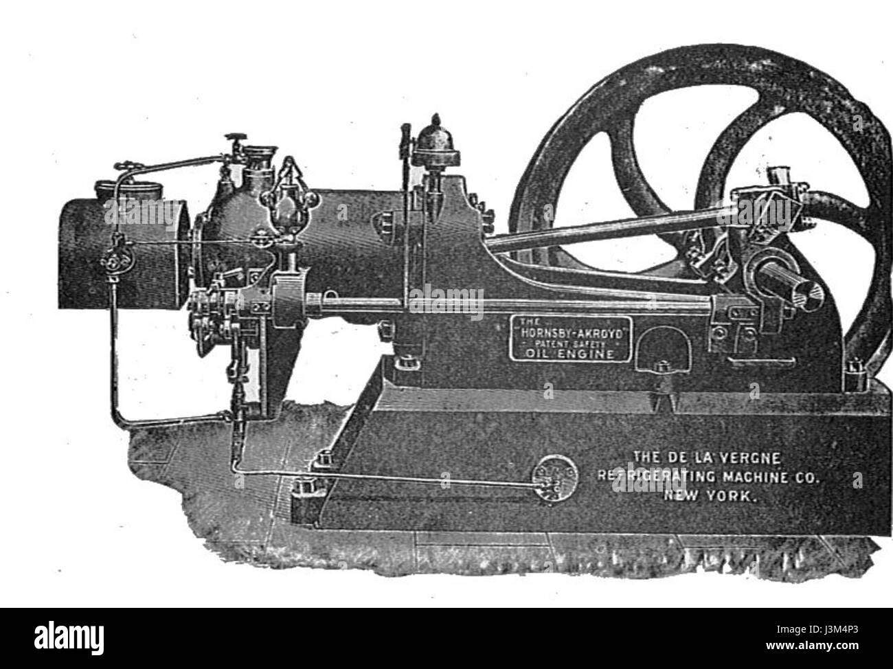 L'arrêt du moteur d'huile Akroyd Hornsby (nouveau catéchisme de la machine à vapeur, 1904) Banque D'Images