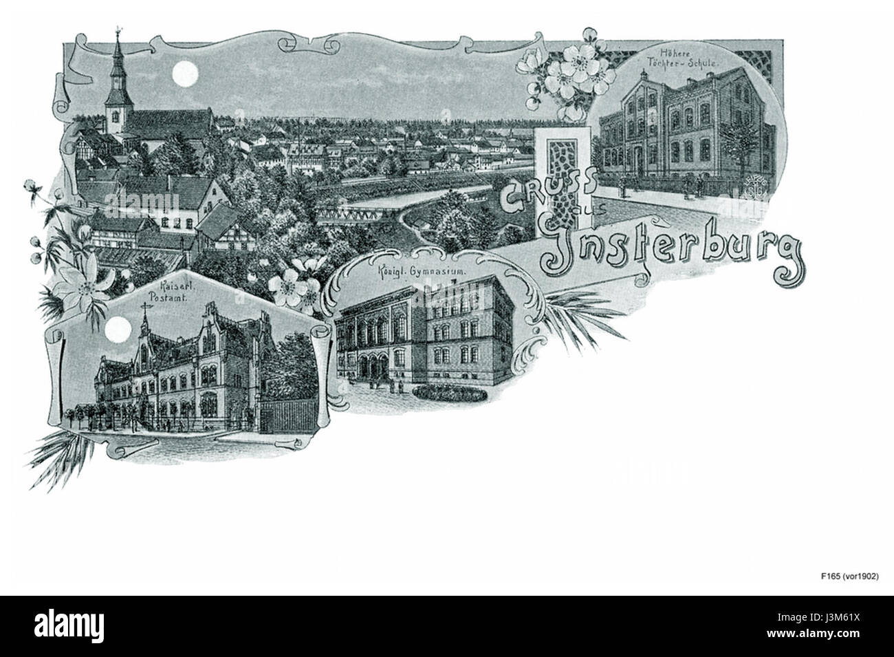 Le Sammelkarte F165, intitulé 'Insterburg', est une carte de collection, représentant peut-être des aspects historiques ou culturels d'Insterburg, une ville de Prusse orientale, maintenant connue sous le nom de Tchernyakhovsk, en Russie. Cette carte fait partie d'une série probablement créée au début du XXe siècle pour la documentation historique ou dans le cadre d'une série à collectionner. Banque D'Images